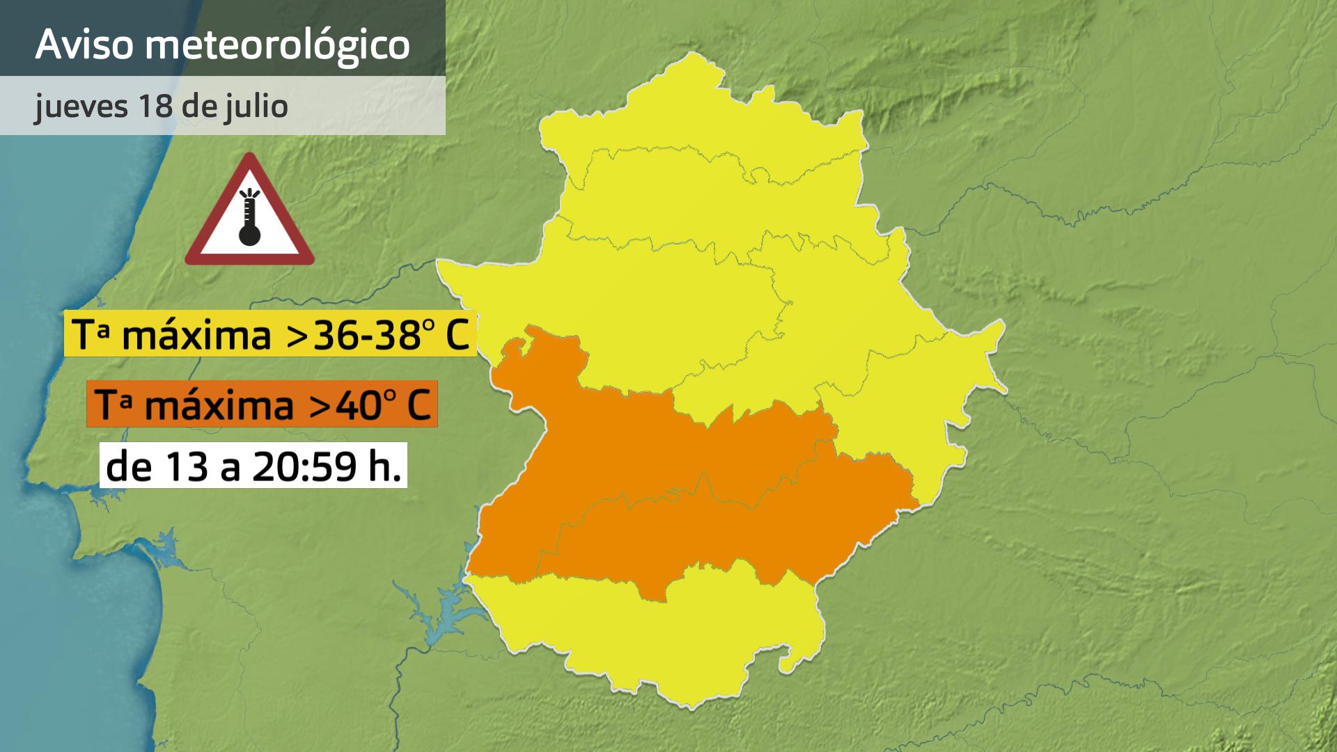 Avisos meteorológicos del jueves 18 de julio