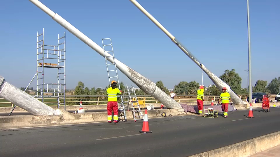 Obras de rehabilitación del Puente Real de Badajoz