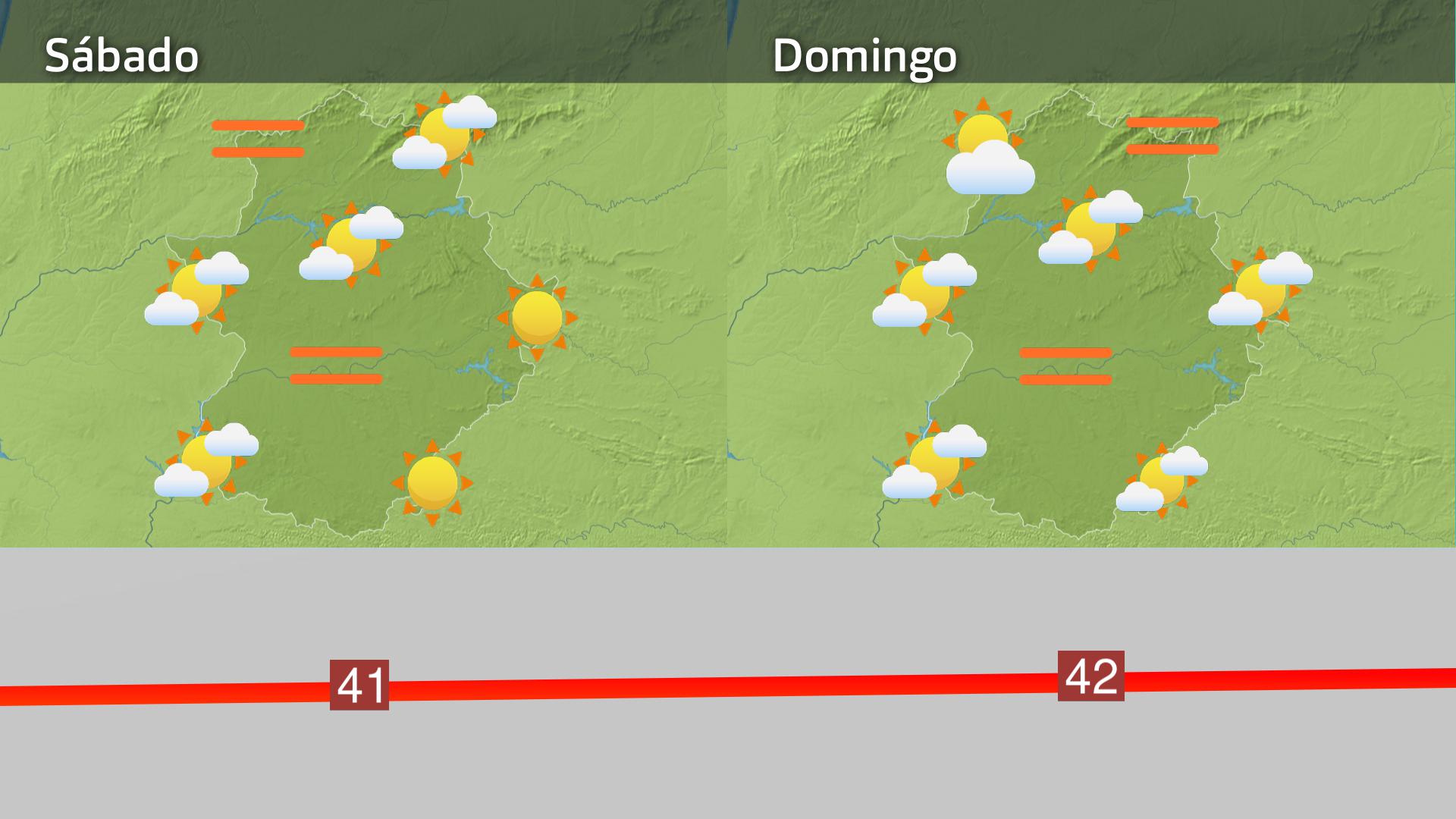 Mapa de previsión del sábado 28 y domingo 29 de junio