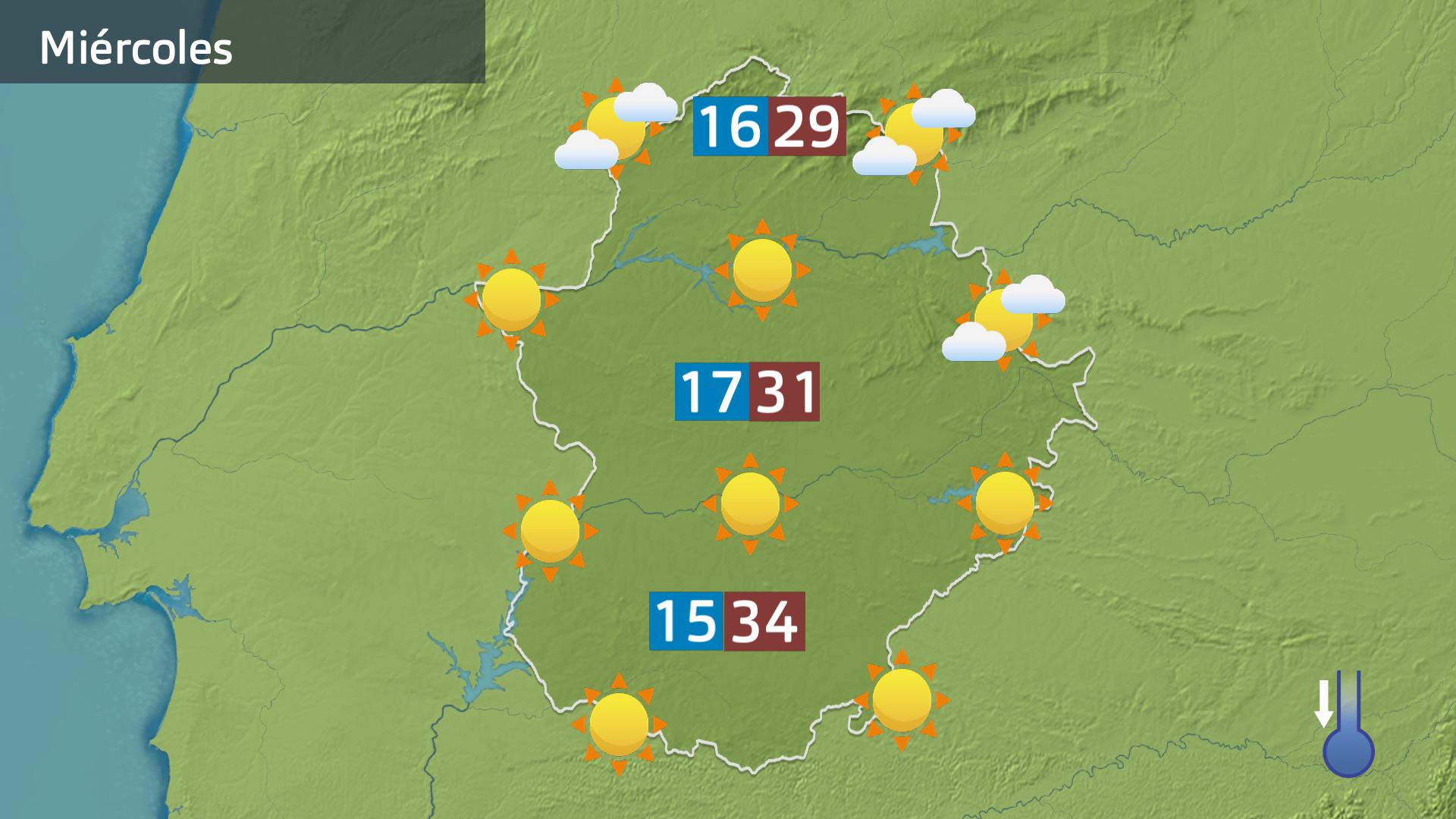Mapa de previsión del miércoles 20 de agosto