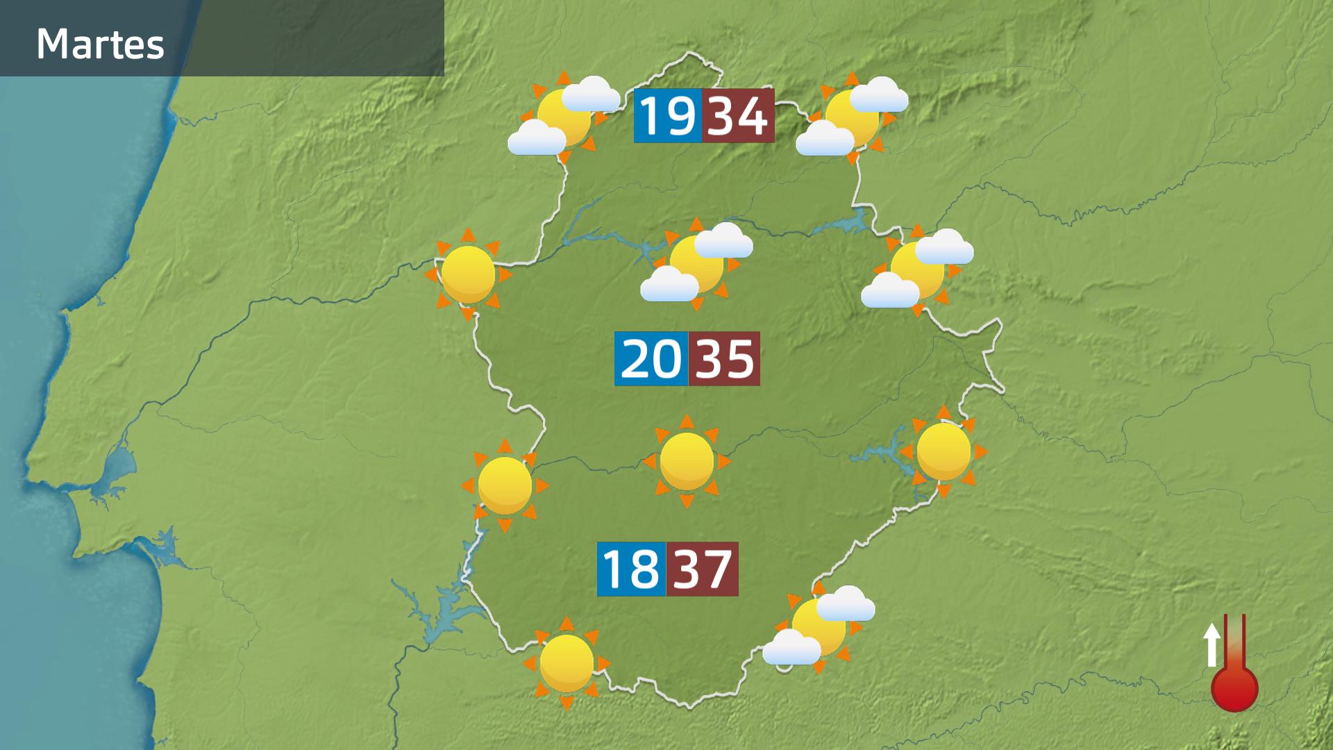 Mapa de previsión del martes 26 de agosto