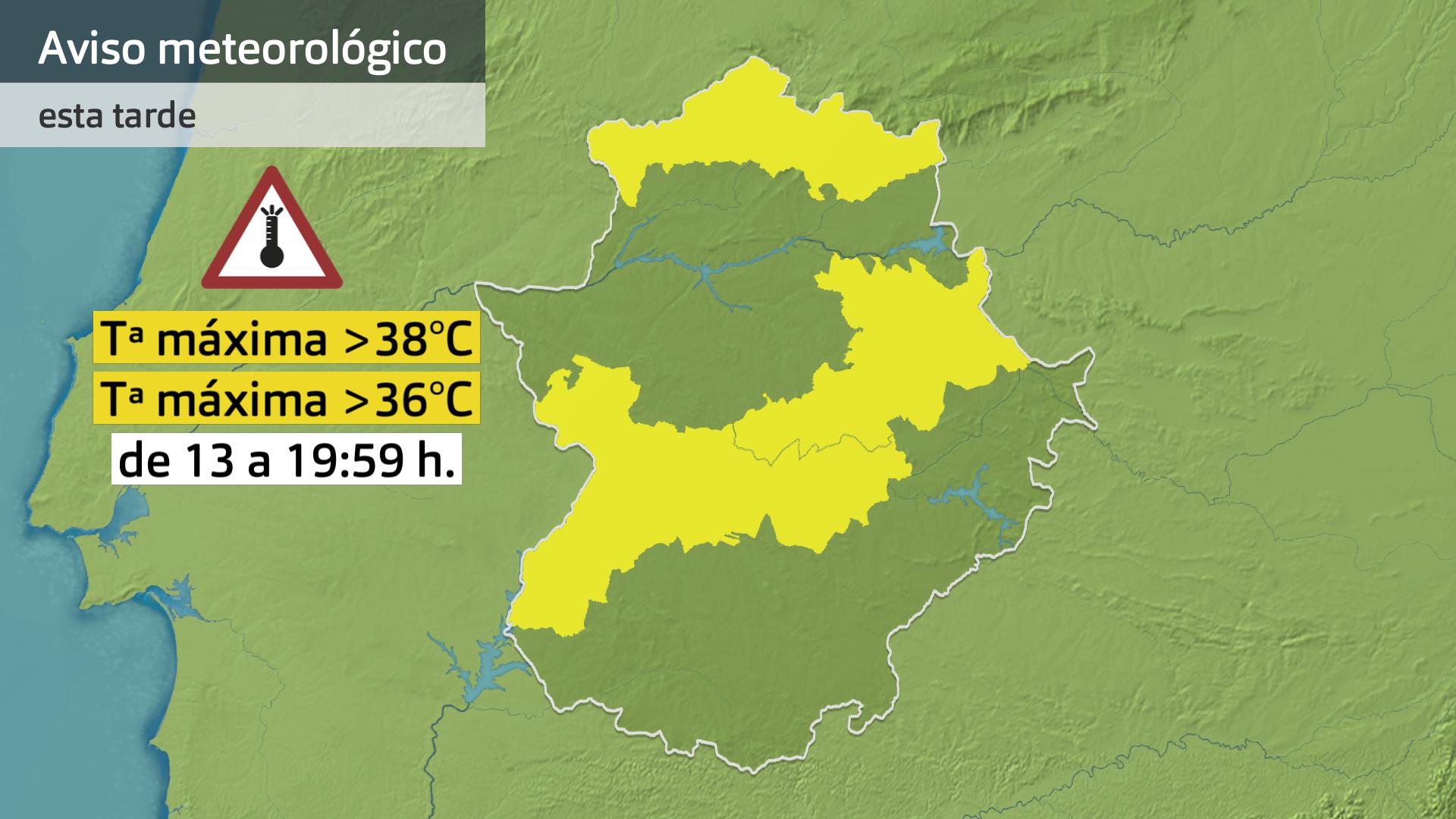 Mapa de avisos por altas temperaturas (Aemet) para hoy martes 16 de septiembre