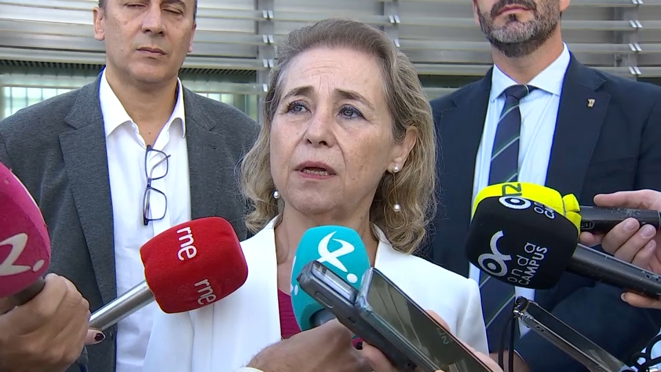 La consejera de Educación, Mercedes Vaquera, atiende a los medios de comunicación