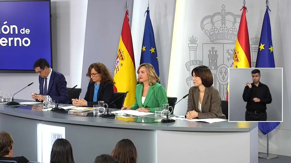 Los ministros de Transformación Digital y Función Pública, Óscar López; de Sanidad, Mónica García; de Educación, Pilar Alegría, y de Ciencia, Diana Morant, en rueda de prensa tras el Consejo de Ministros - Alberto Ortega