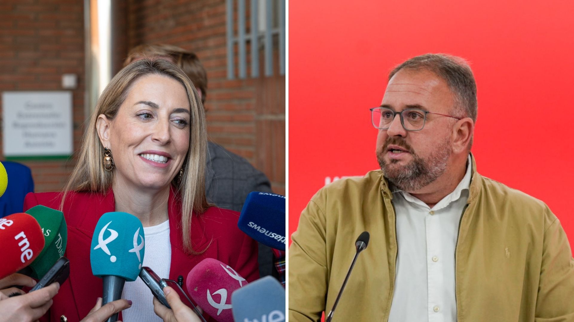 María Guardiola y Antonio Rodríguez Osuna durante actos de este lunes 3 de noviembre