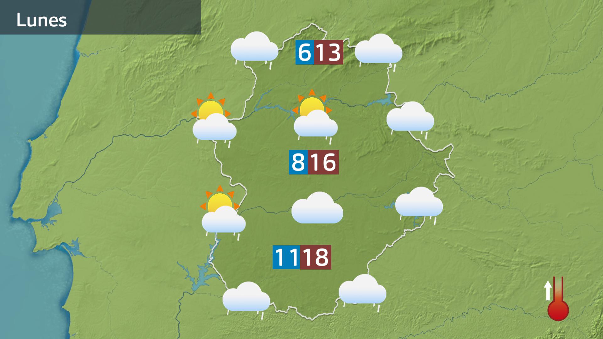 Mapa de previsión del lunes 9 de febrero
