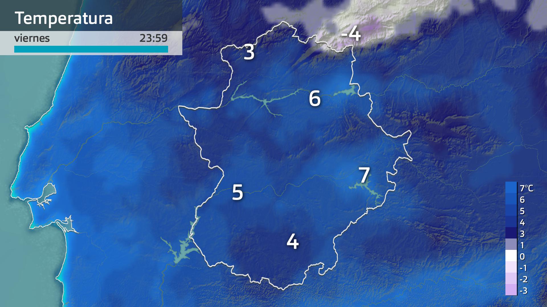 Temperatura prevista para hoy viernes 14 de marzo a las 23:59 h.