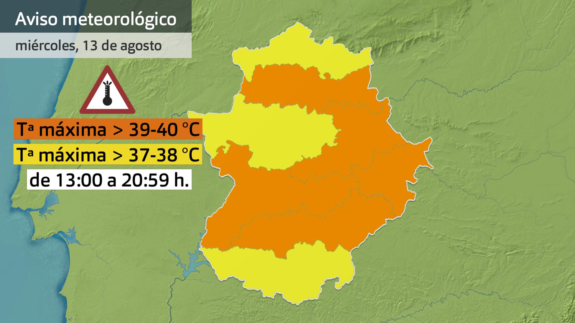 Avisos meteorológicos para el 13 de agosto