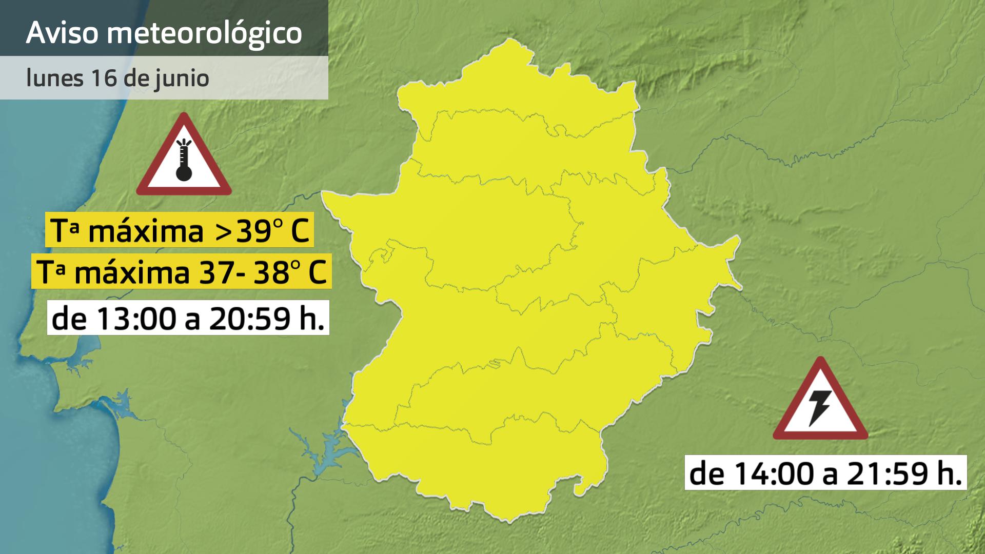 Avisos meteorológicos para el 16 de junio