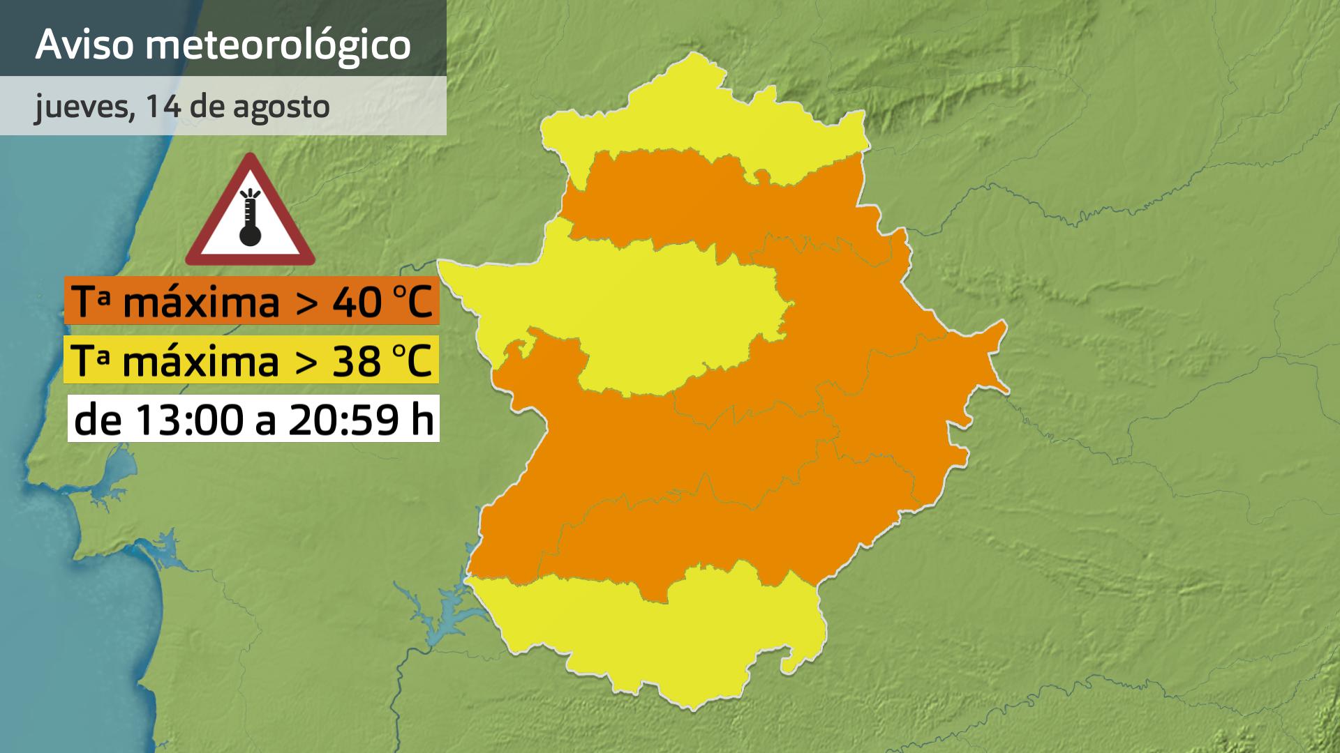 Avisos meteorológicos para el 14 de agosto