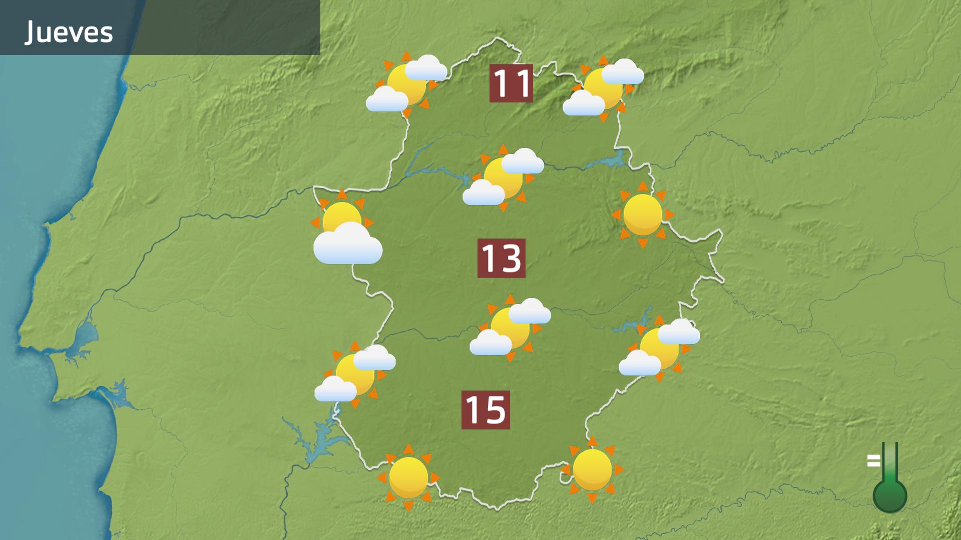 Mapa de previsión para el jueves 2 de enero