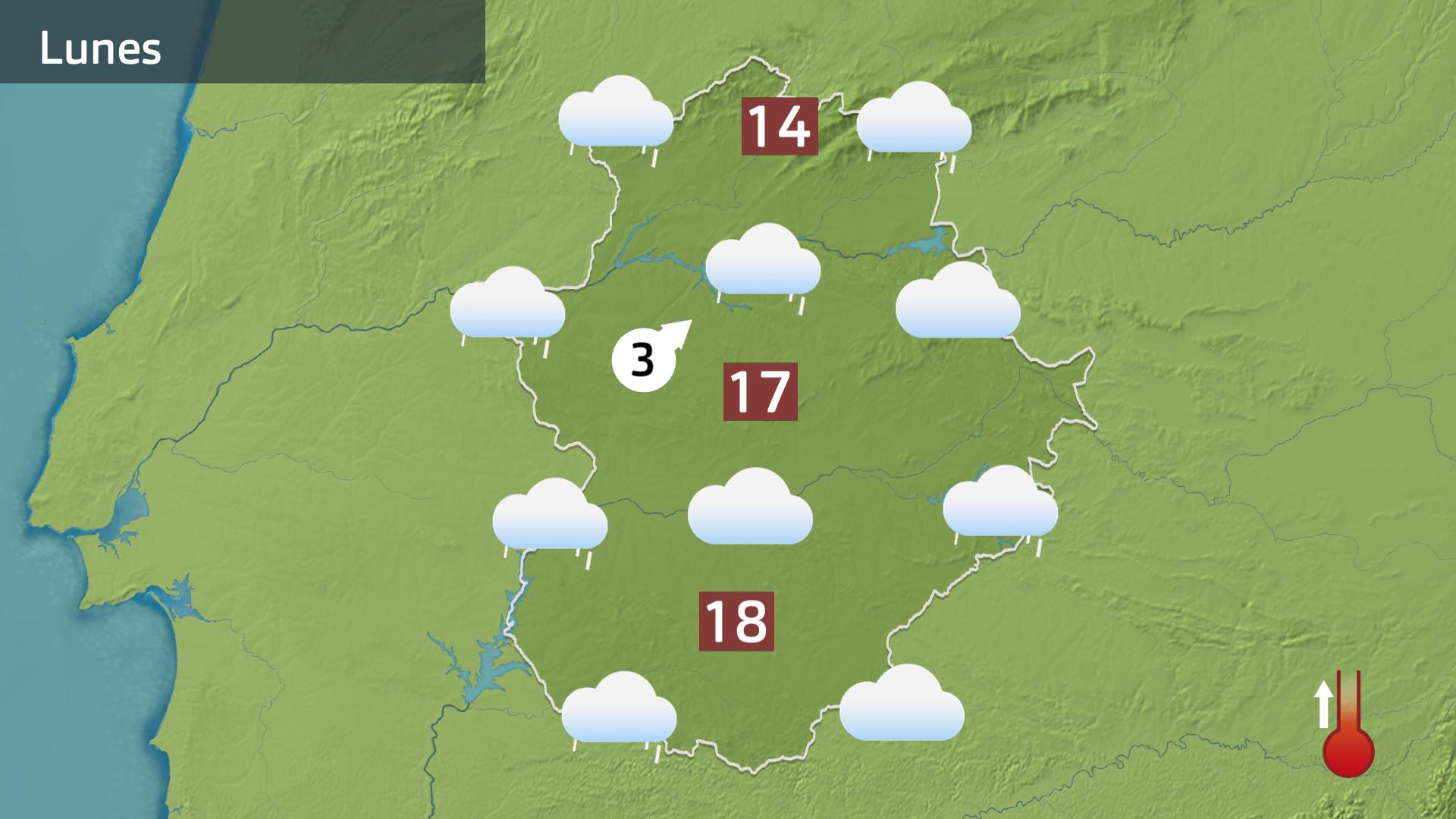 Mapa de previsión para hoy lunes 9 de febrero