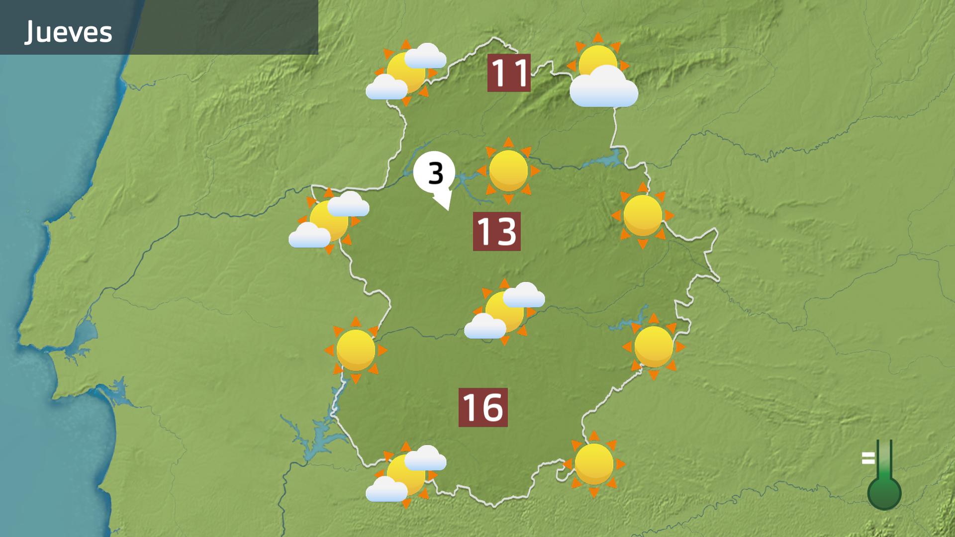 Mapa de prvisión para hoy jueves 19 de febrero
