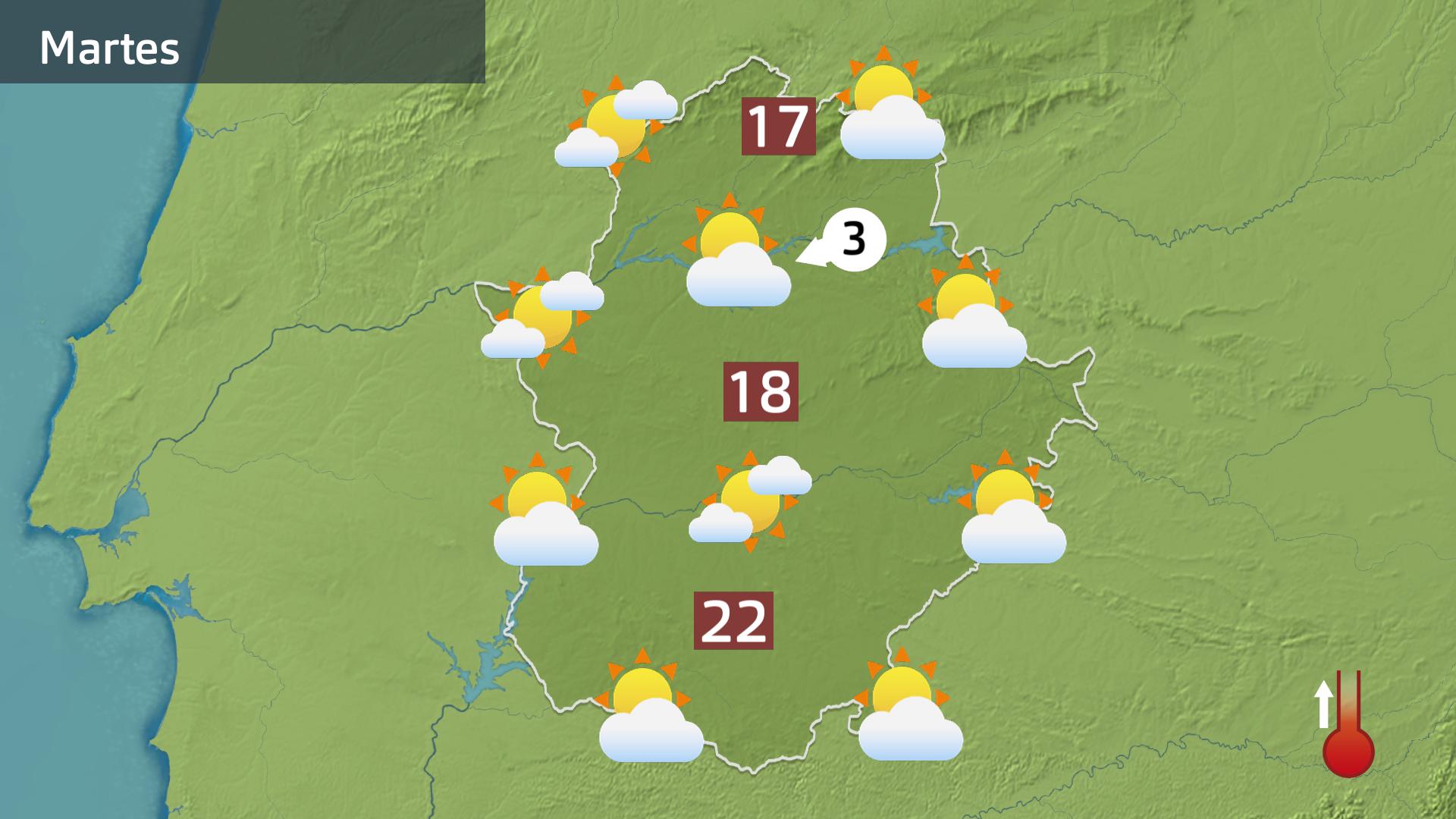 Mapa de previsión para hoy martes 3 de marzo