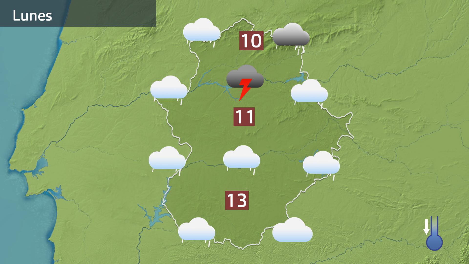 Mapa de previsión para hoy lunes 9 de marzo