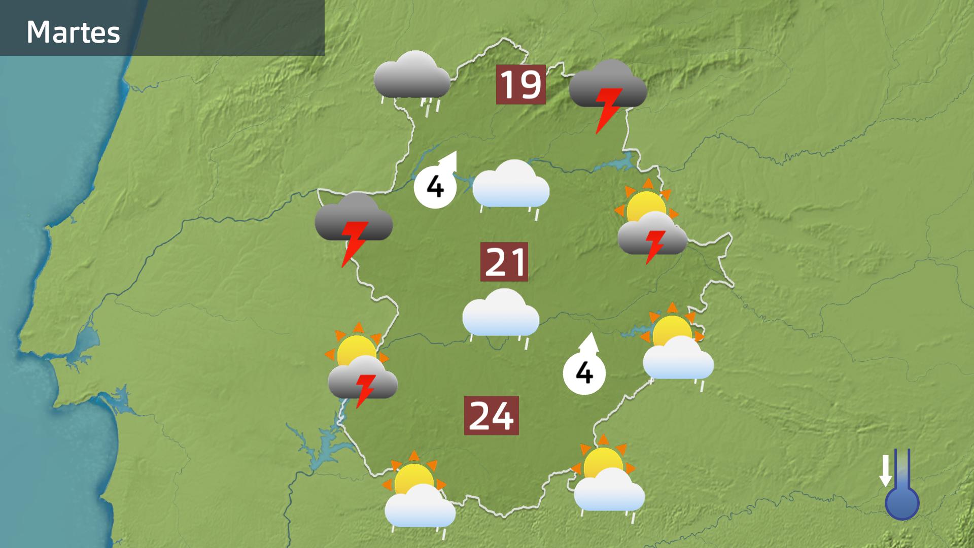 Mapa de previsión para hoy martes 7 de abril