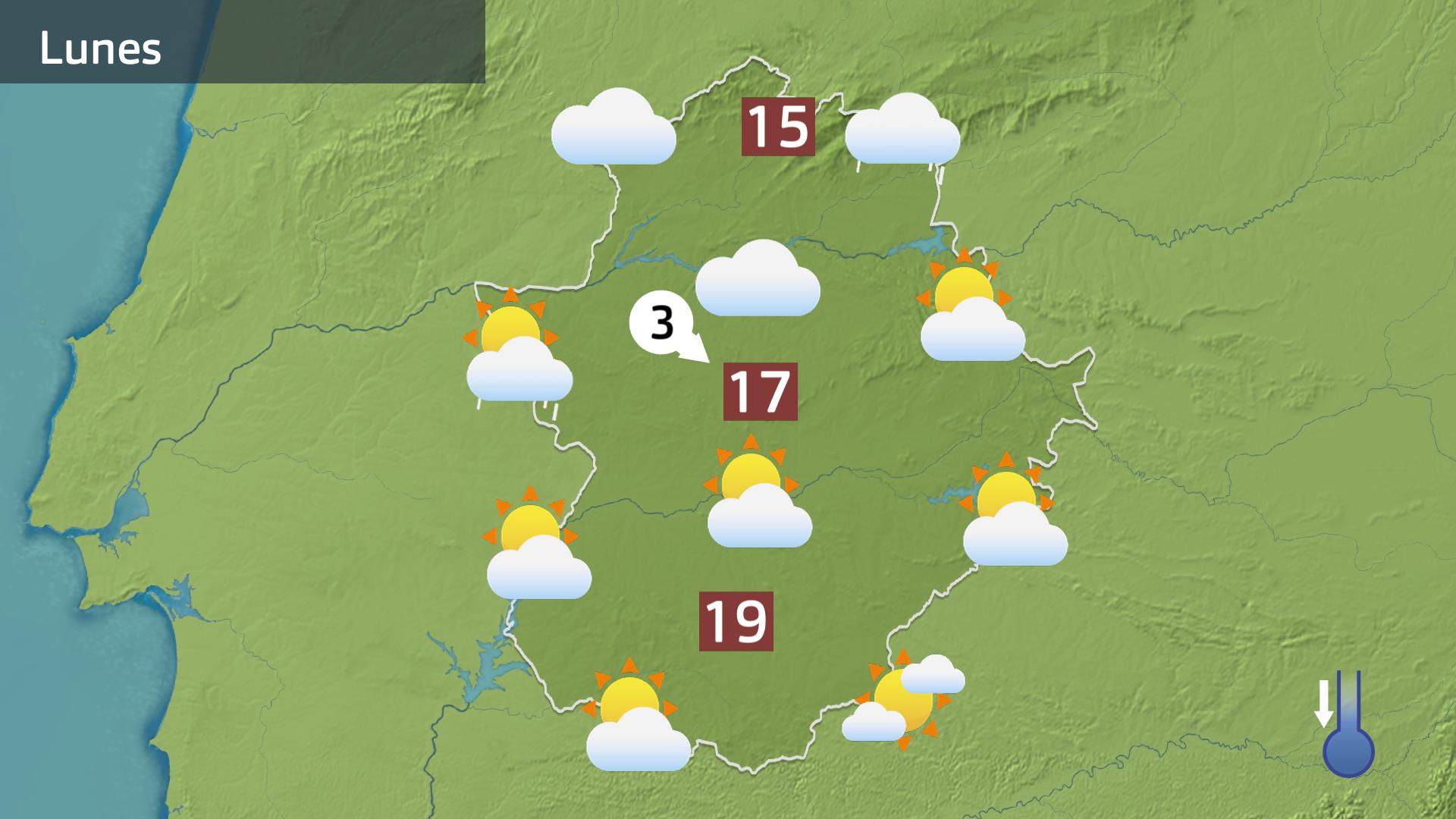 Mapa de previsión para hoy lunes 13 de abril