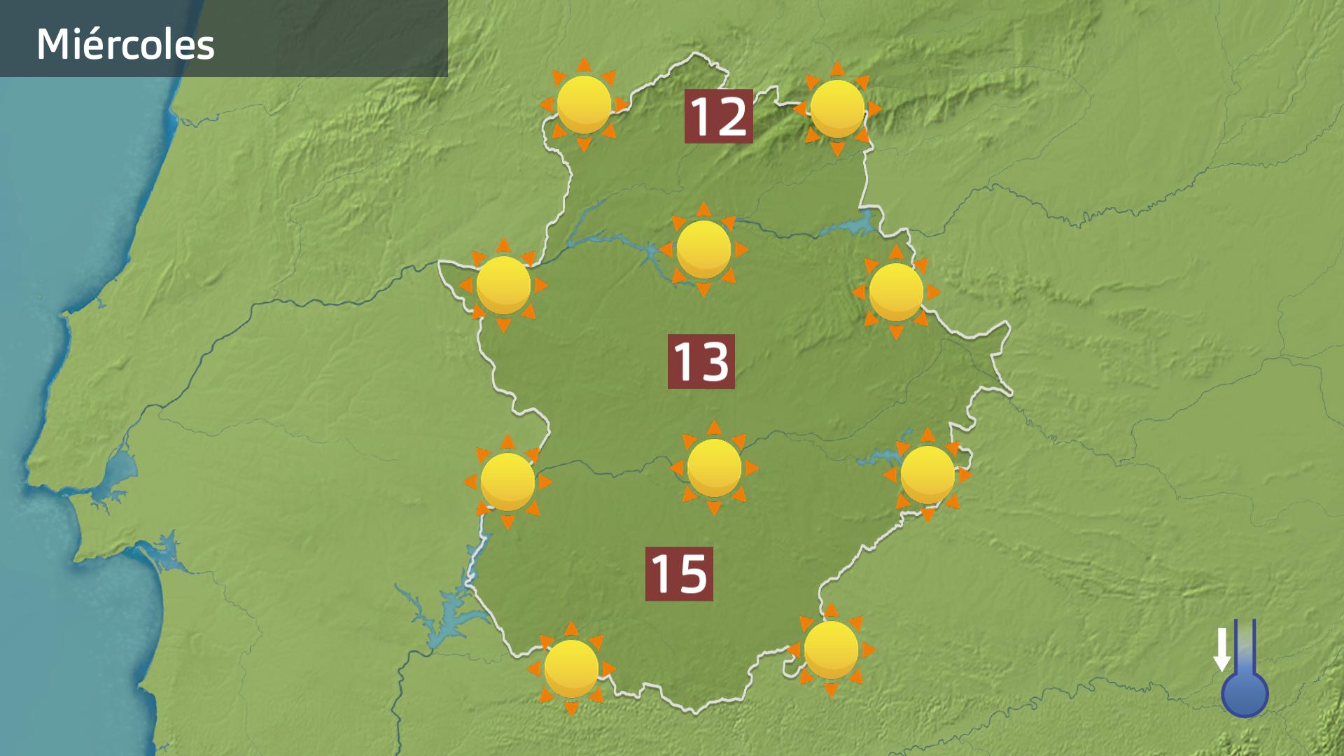 Mapa de previsión para el miércoles 1 de enero