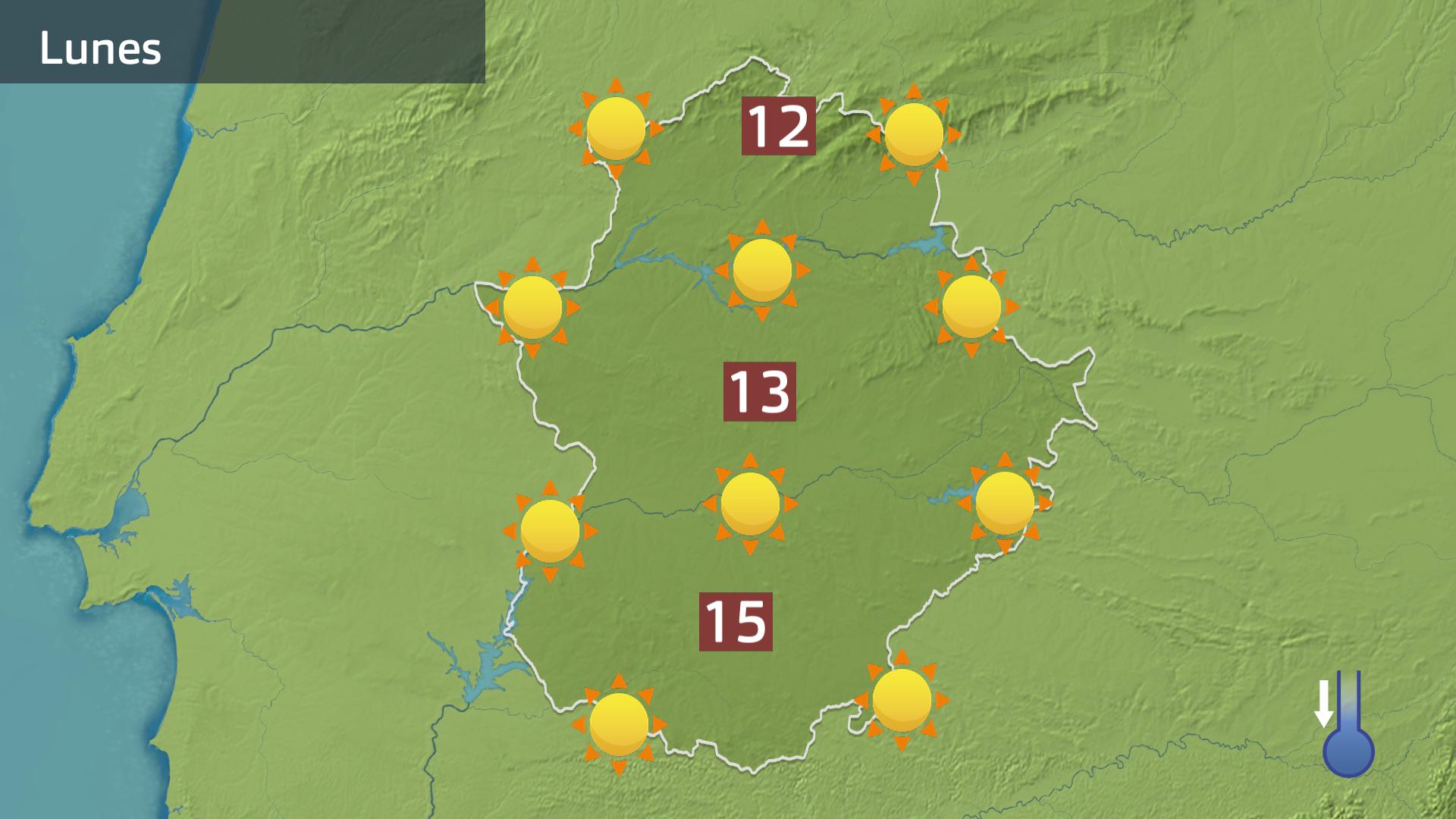 Mapa de previsión para hoy lunes 13 de enero