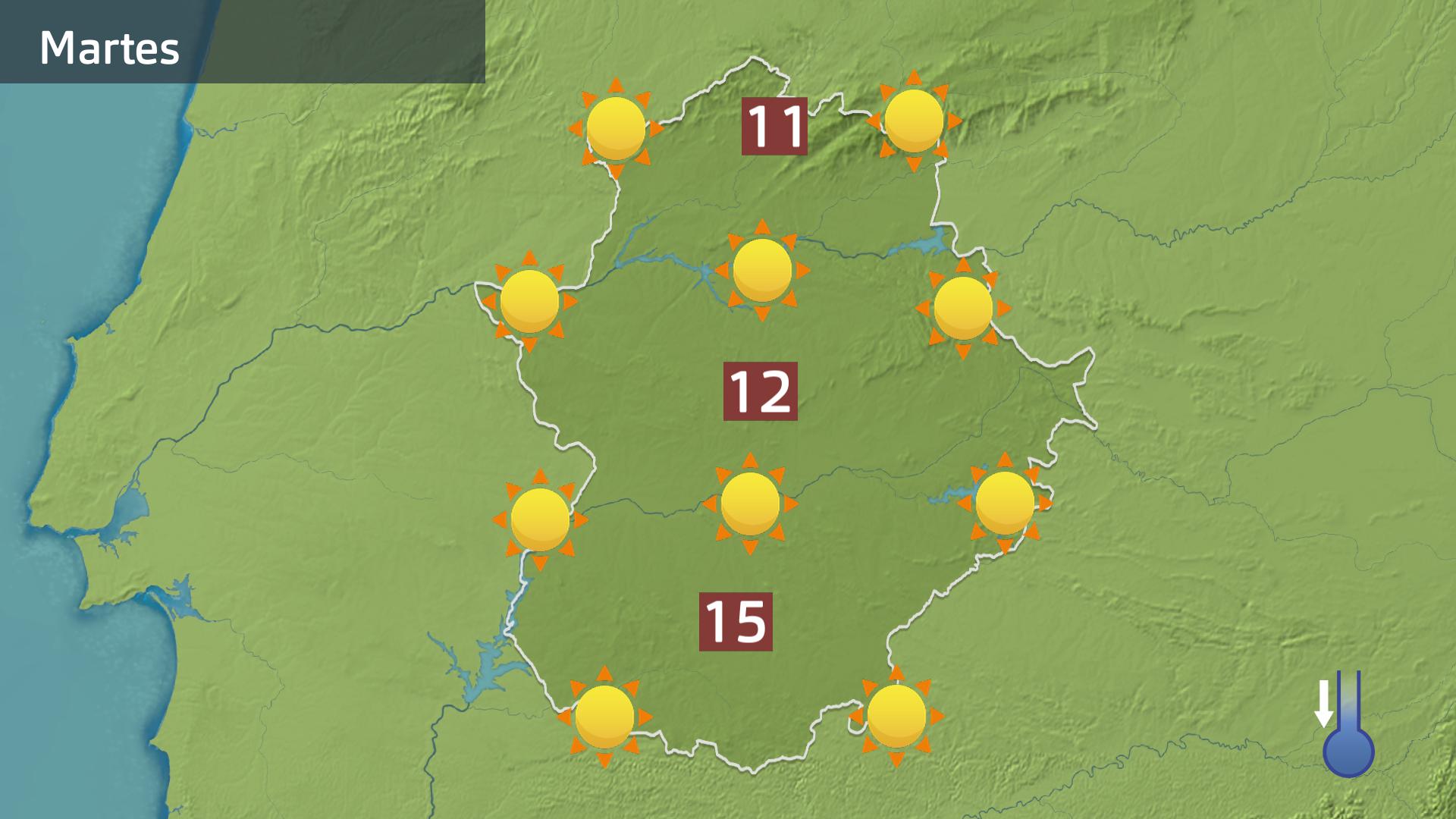 Mapa de previsión para hoy martes 14 de enero