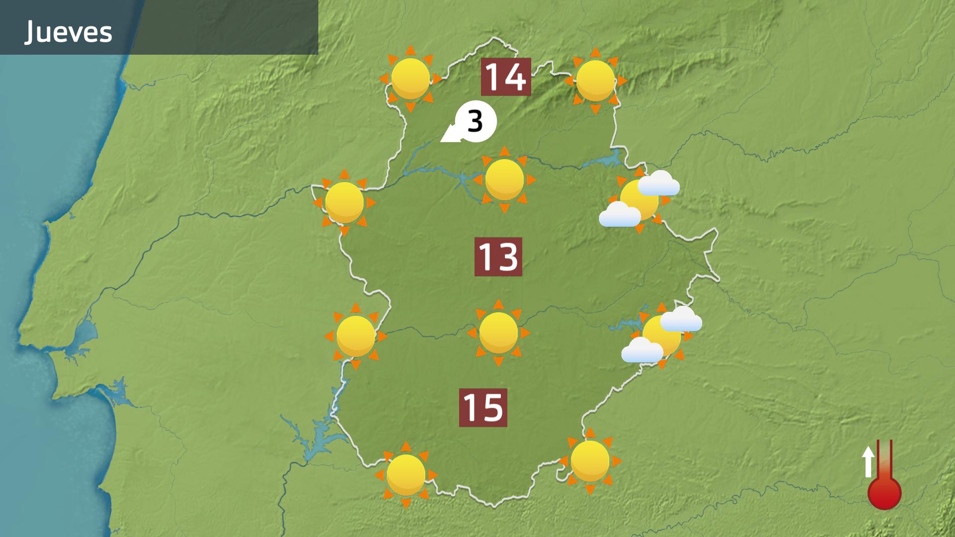 Mapa de previsión para hoy jueves 16 de enero