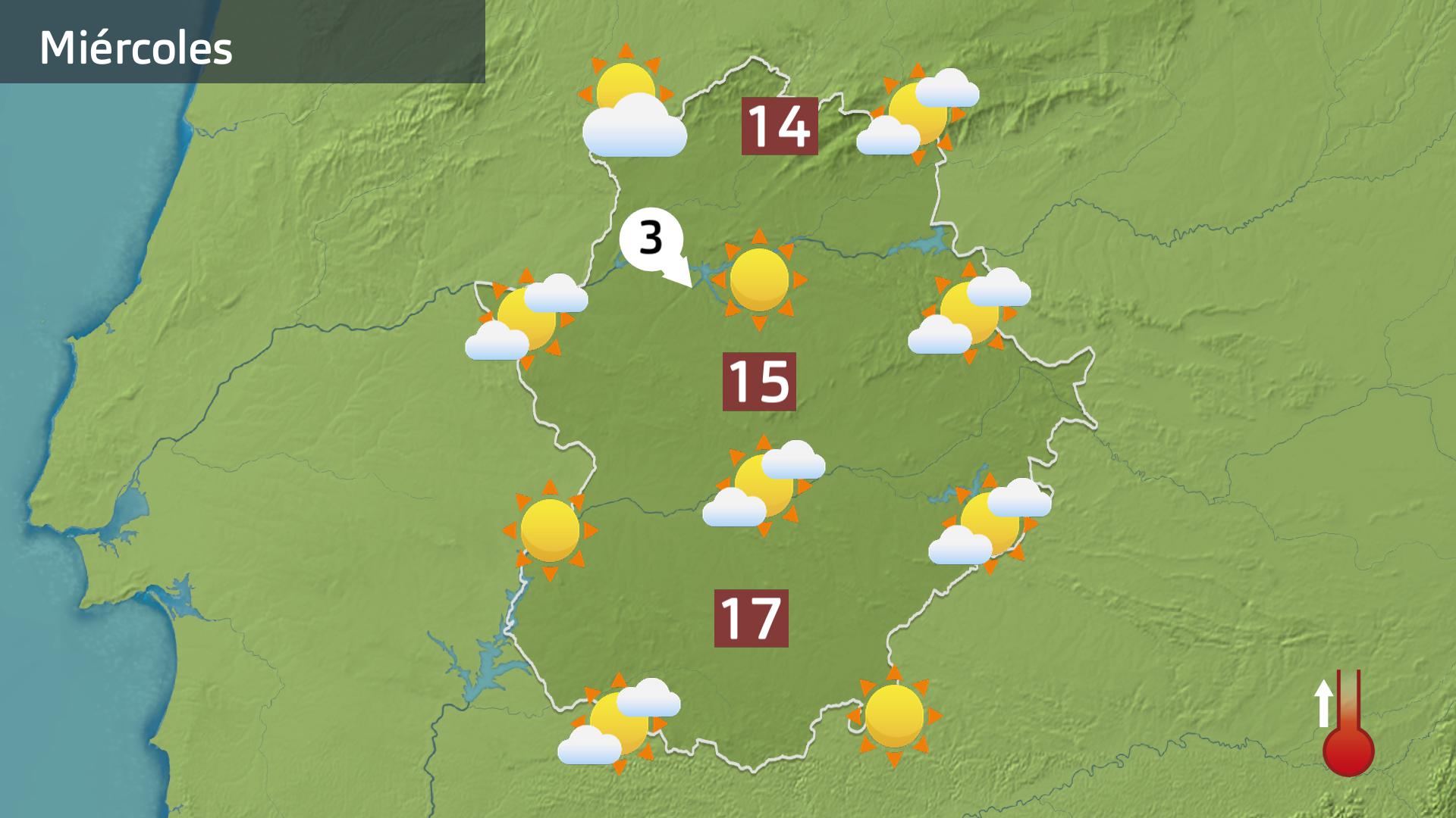 Mapa de previsión para hoy miércoles 12 de febrero