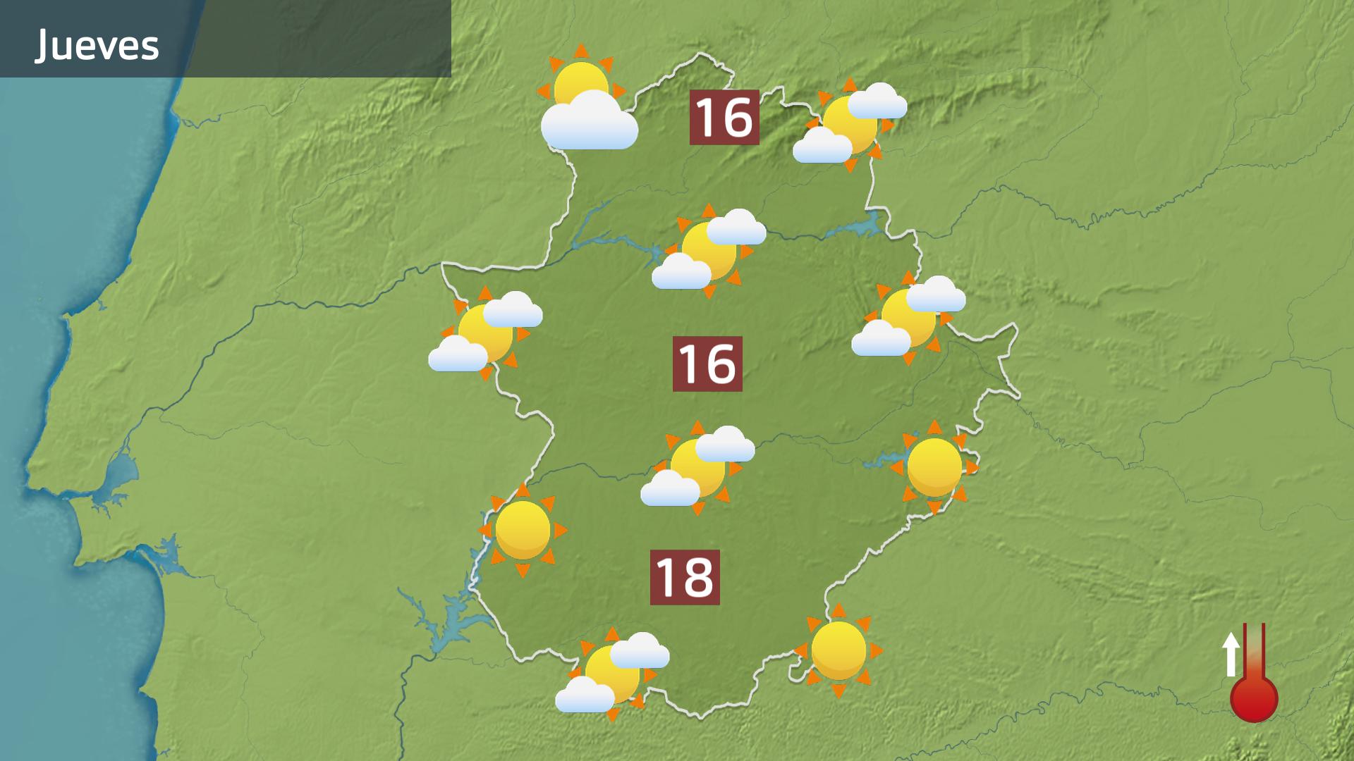 Mapa de previsión para hoy jueves 13 de febrero