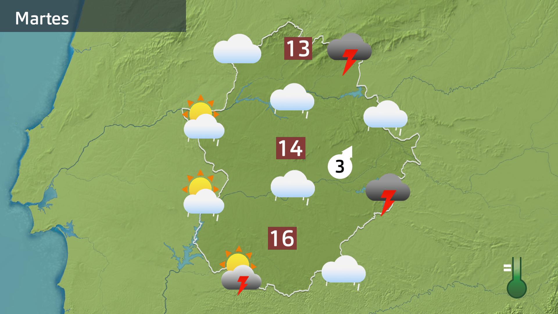 Mapa de previsión para hoy martes 11 de marzo