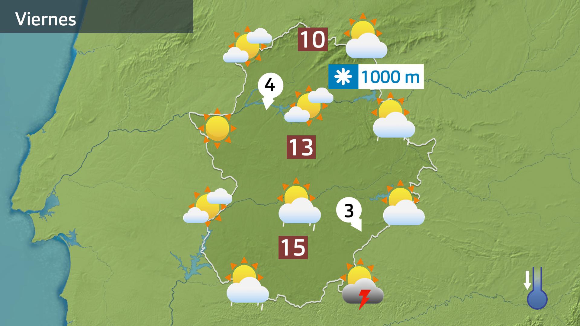 Mapa de previsión para hoy viernes 14 de marzo