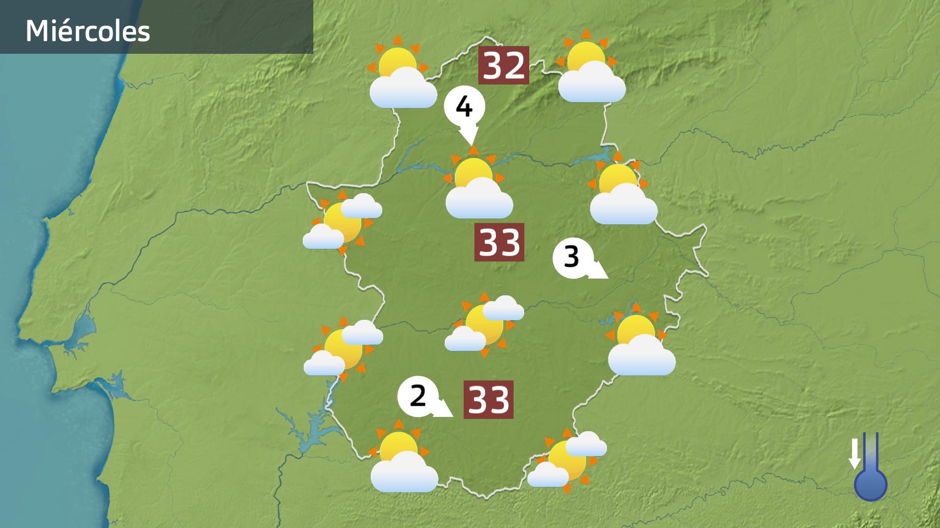 Mapa de previsión para hoy miércoles 23 de julio