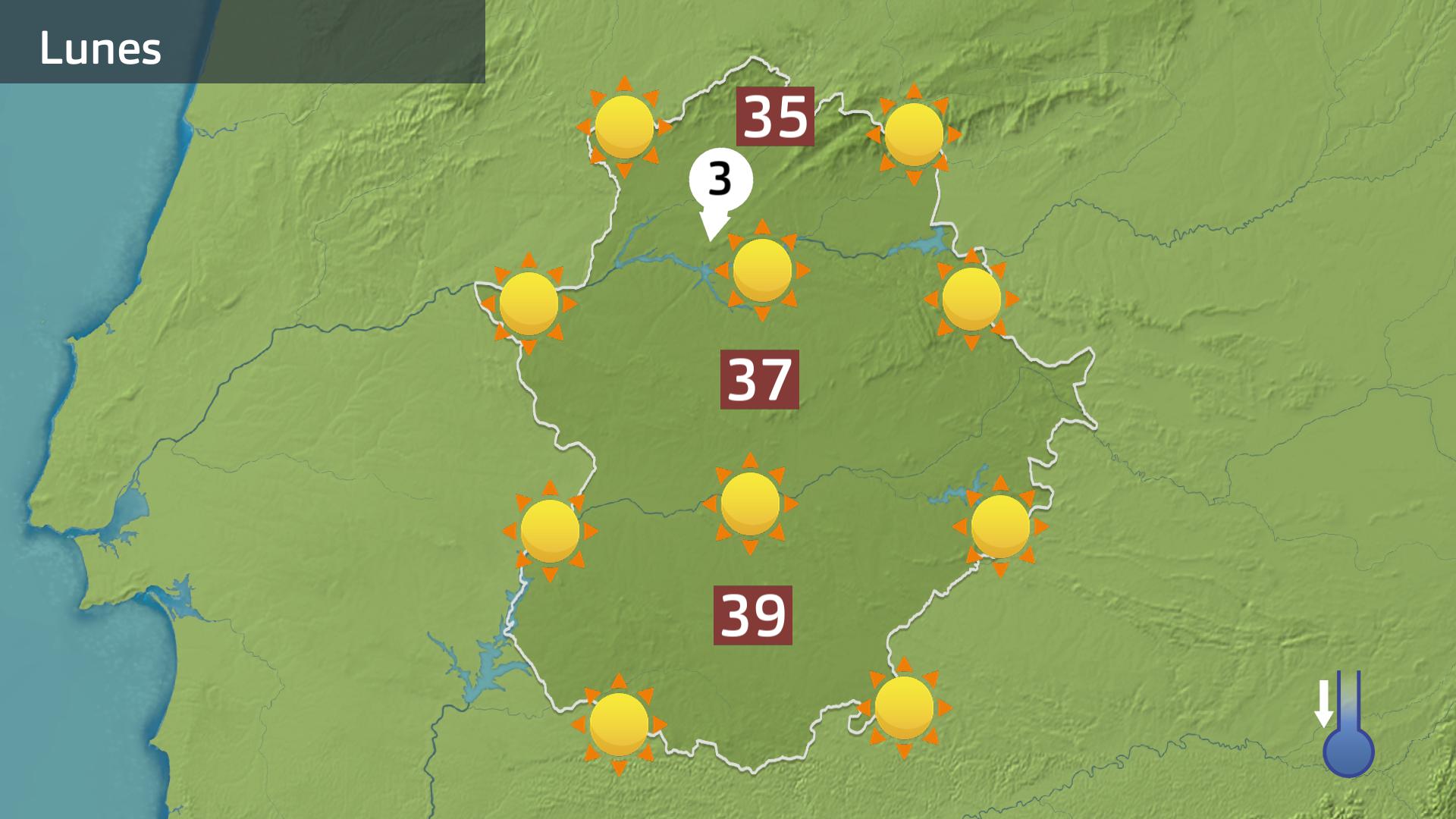 Mapa de previsión para hoy lunes 28 de julio