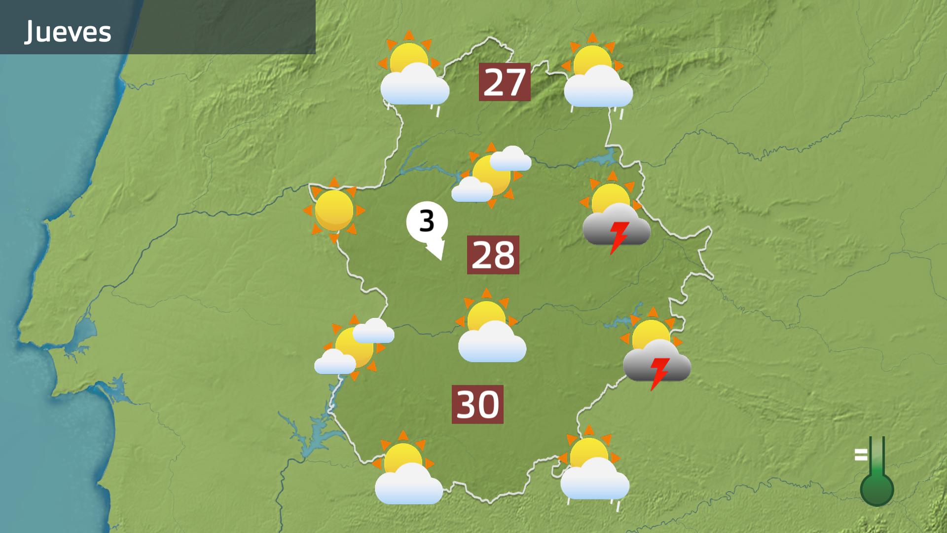 Mapa de previsión para hoy jueves 9 de octubre