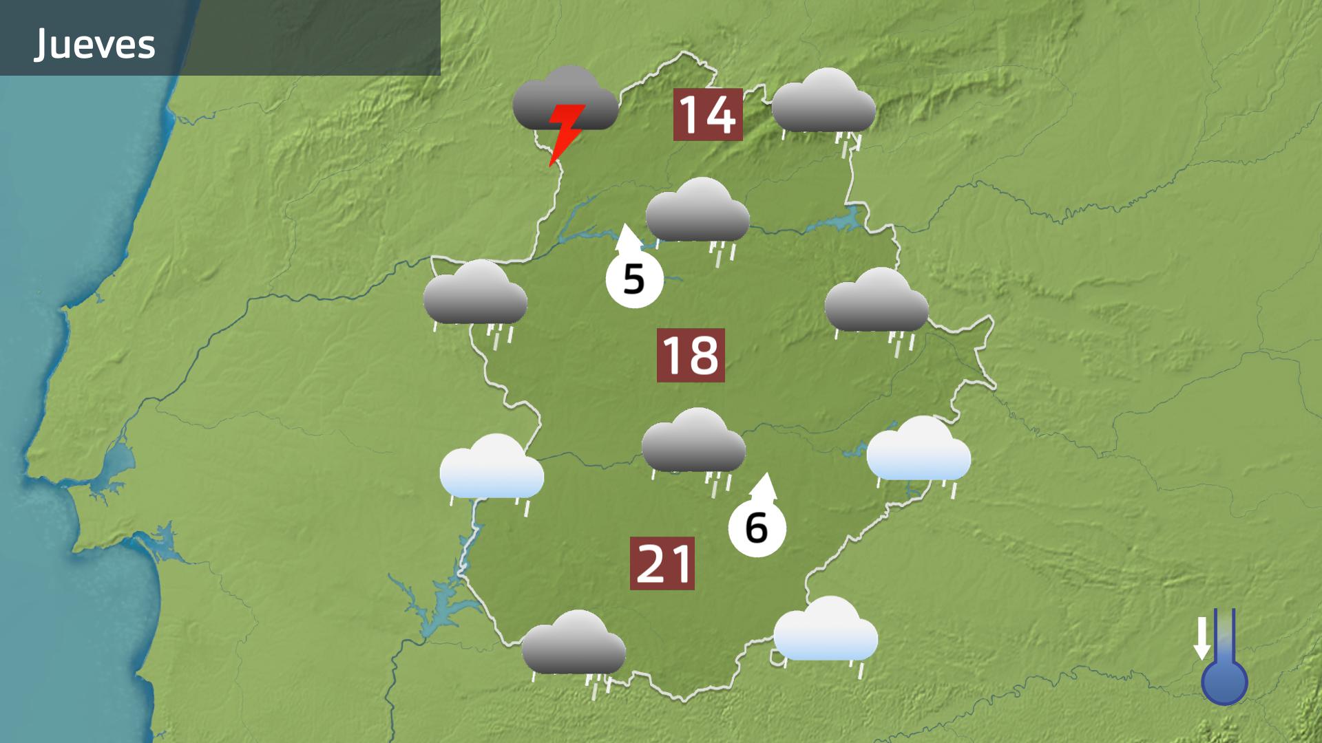 Mapa de previsión para hoy jueves 13 de noviembre