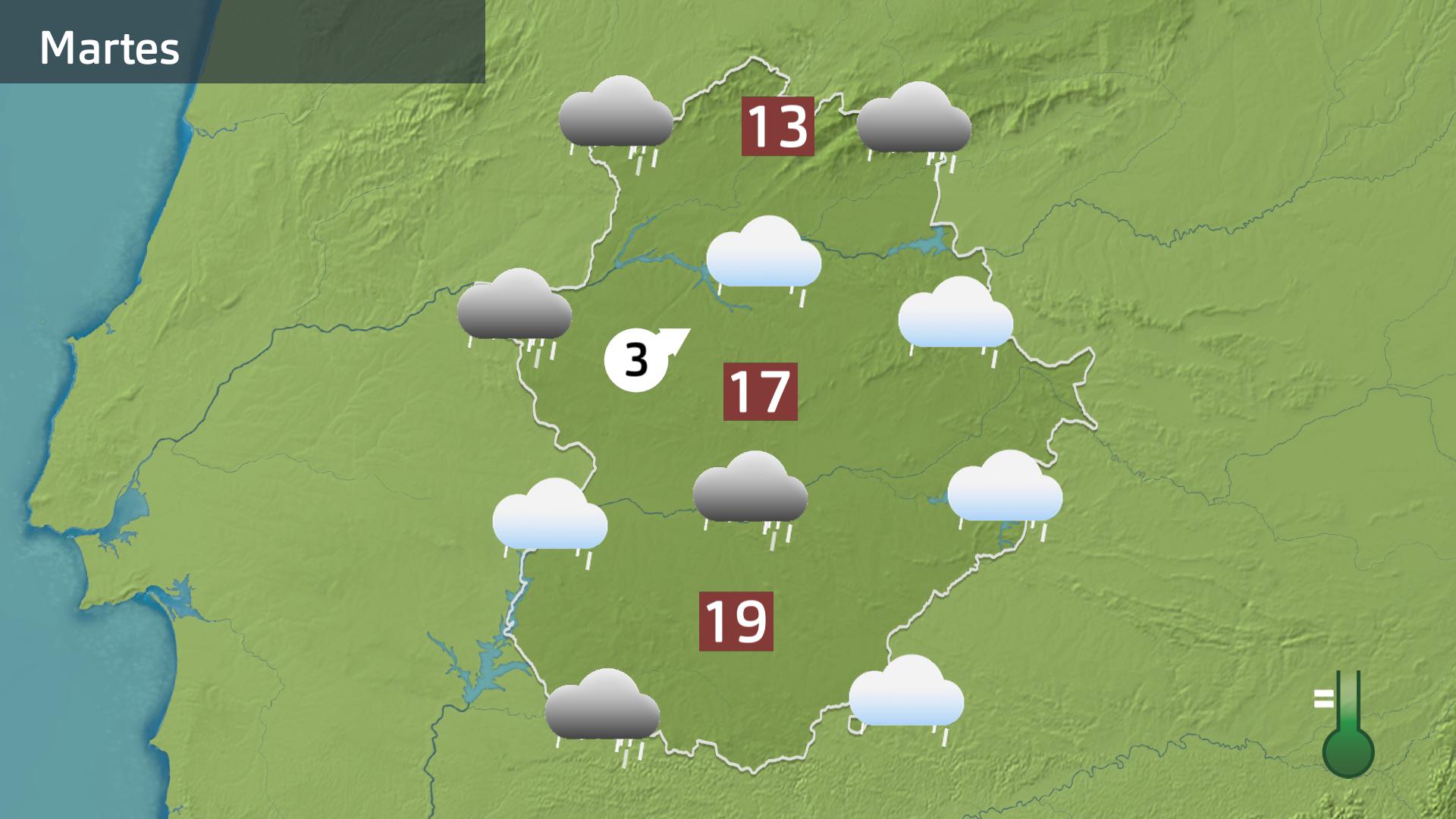 Mapa de previsión para hoy martes 9 de diciembre