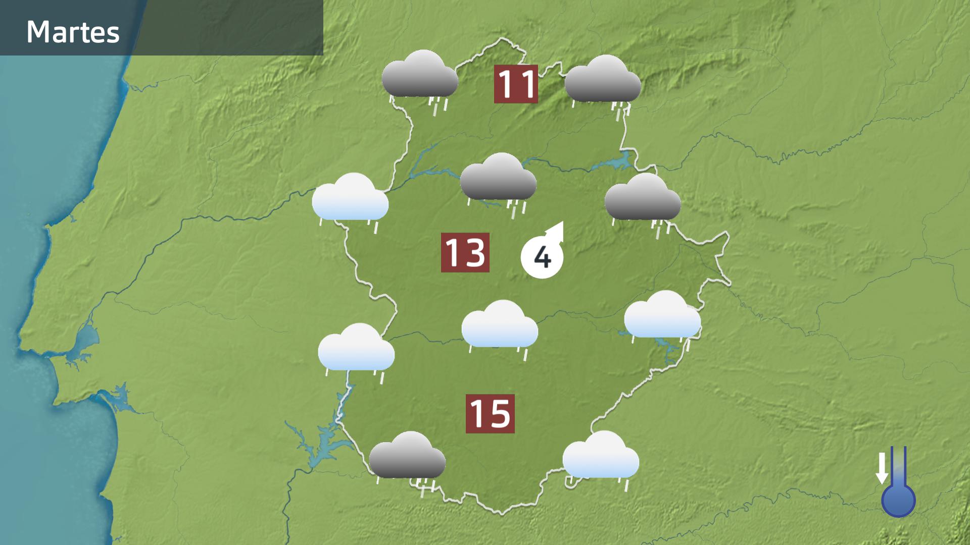 Mapa de previsión para hoy martes 13 de enero