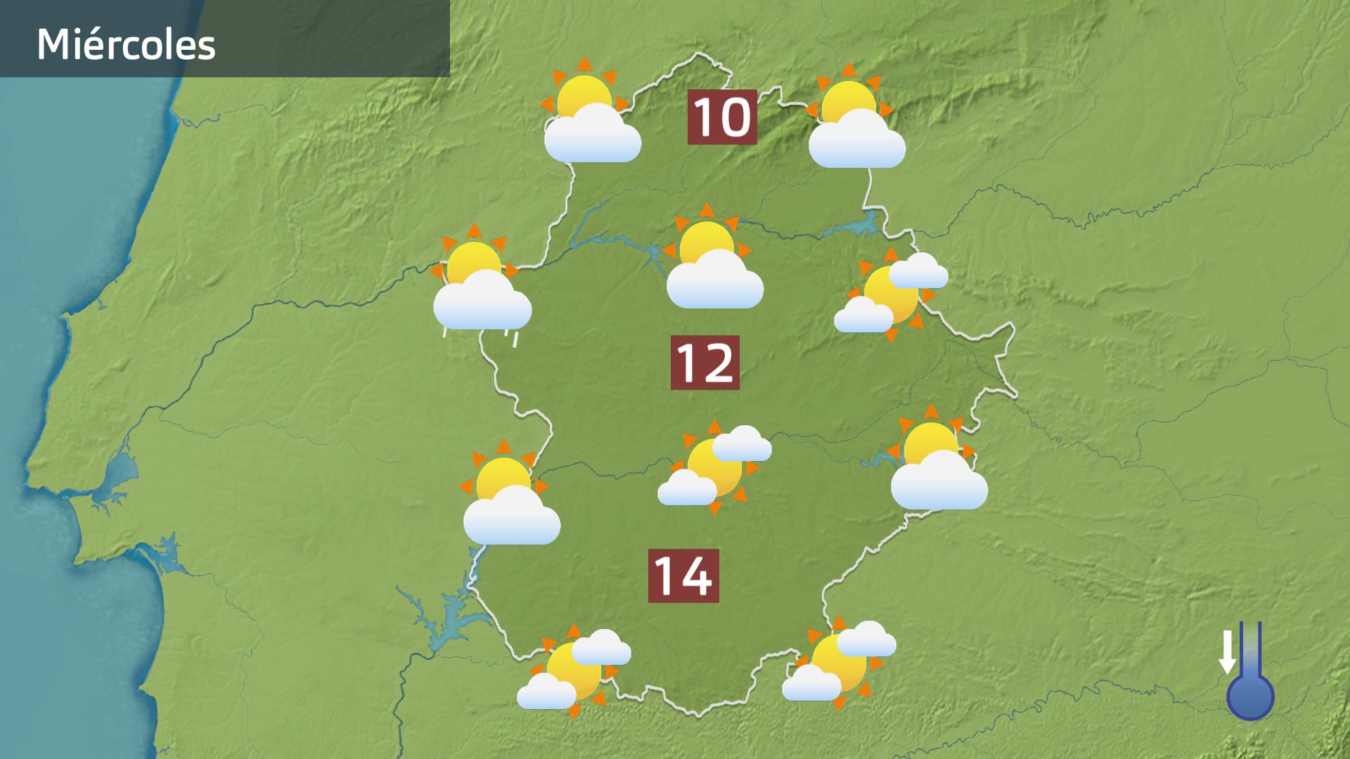 Mapa de previsión para hoy miércoles 14 de enero