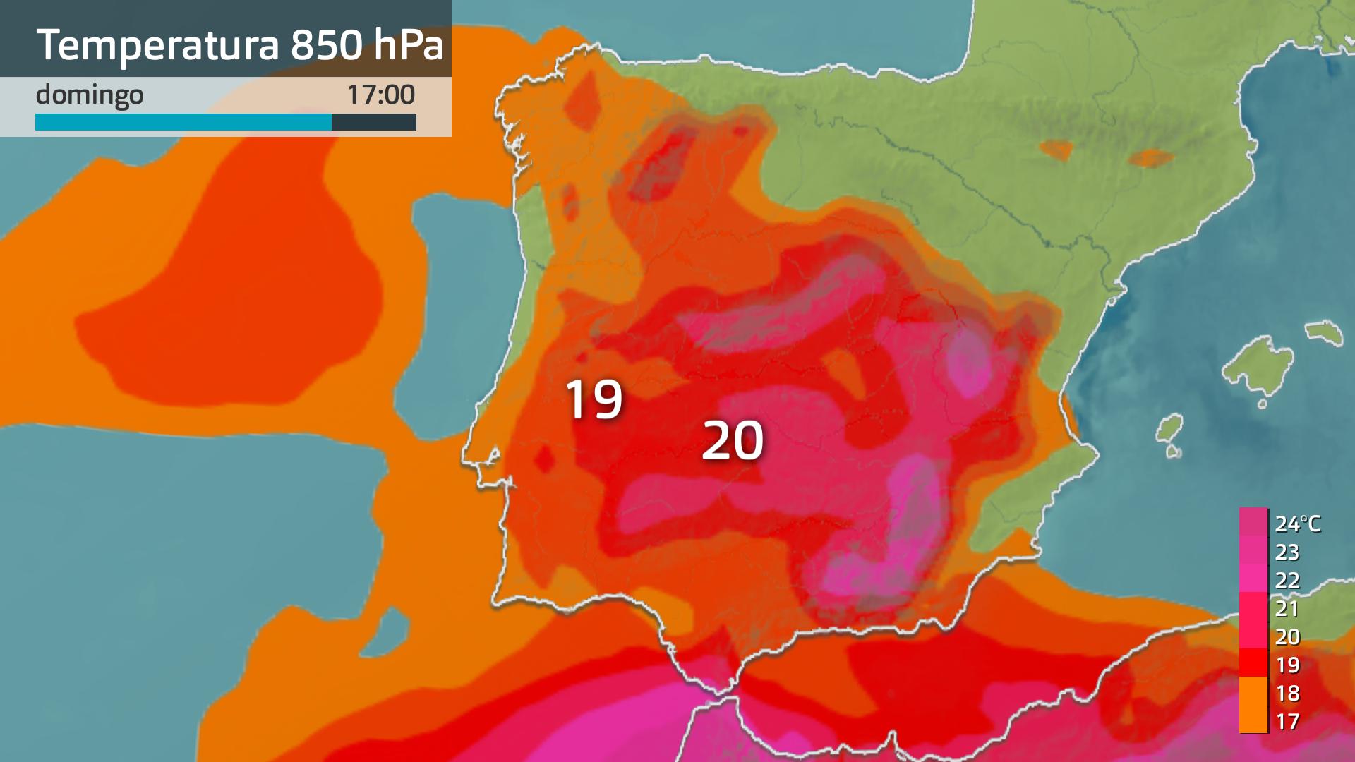 Temperatura a 850 hPa (1500 metros de altura)