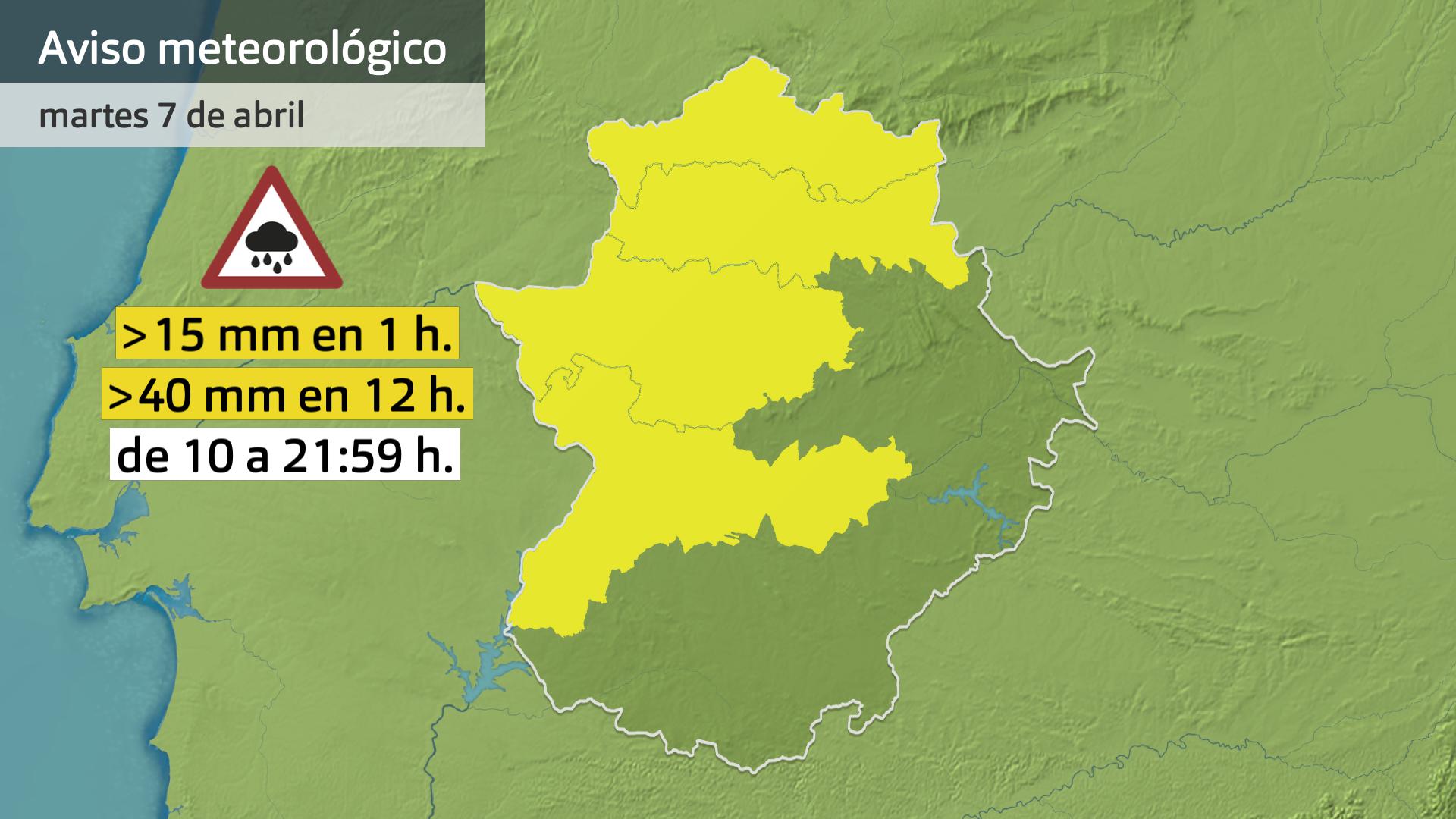 Avisos meteoológicos (Aemet) para hoy martes 7 de abril