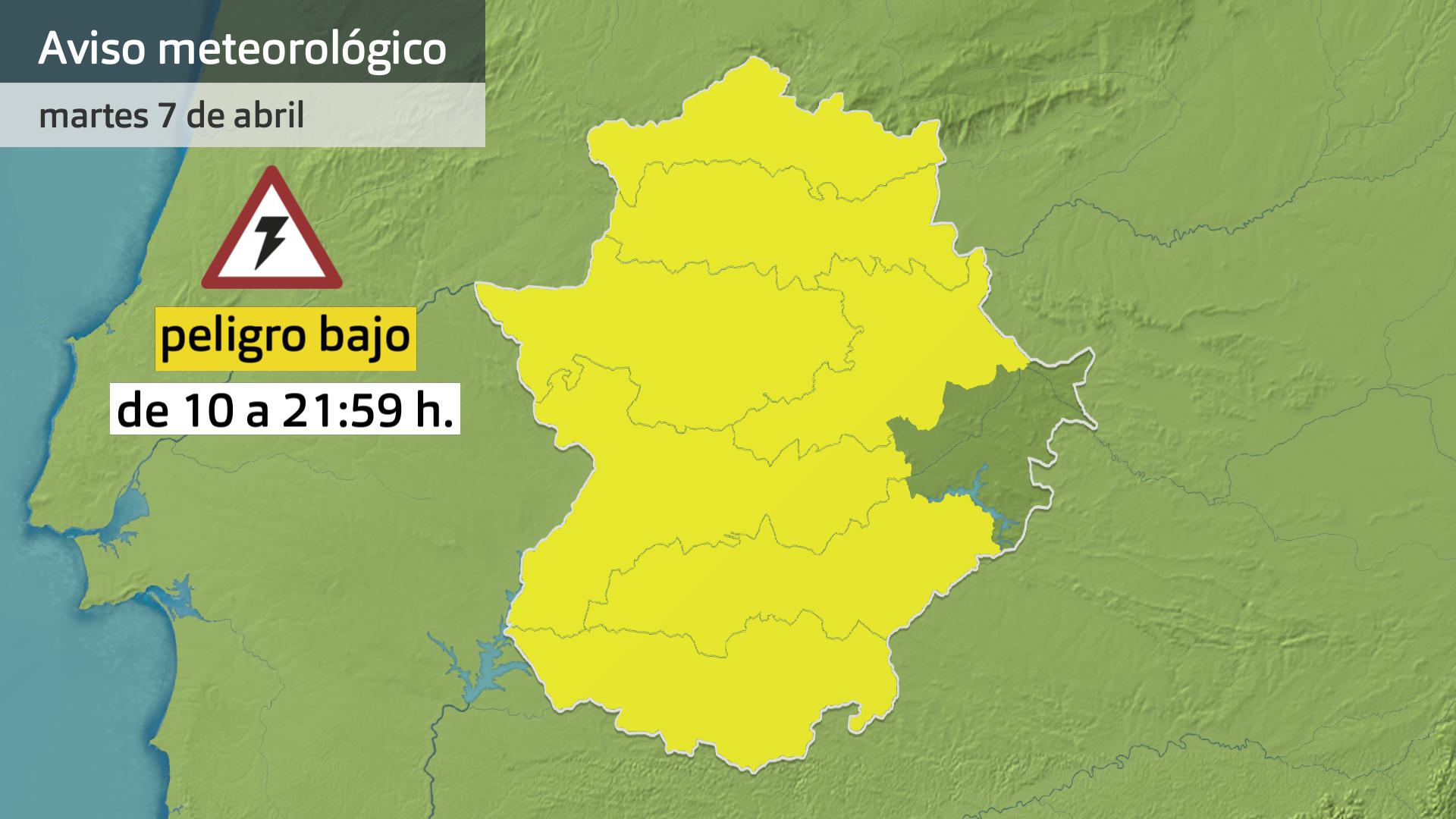 Avisos meteoológicos (Aemet) para hoy martes 7 de abril