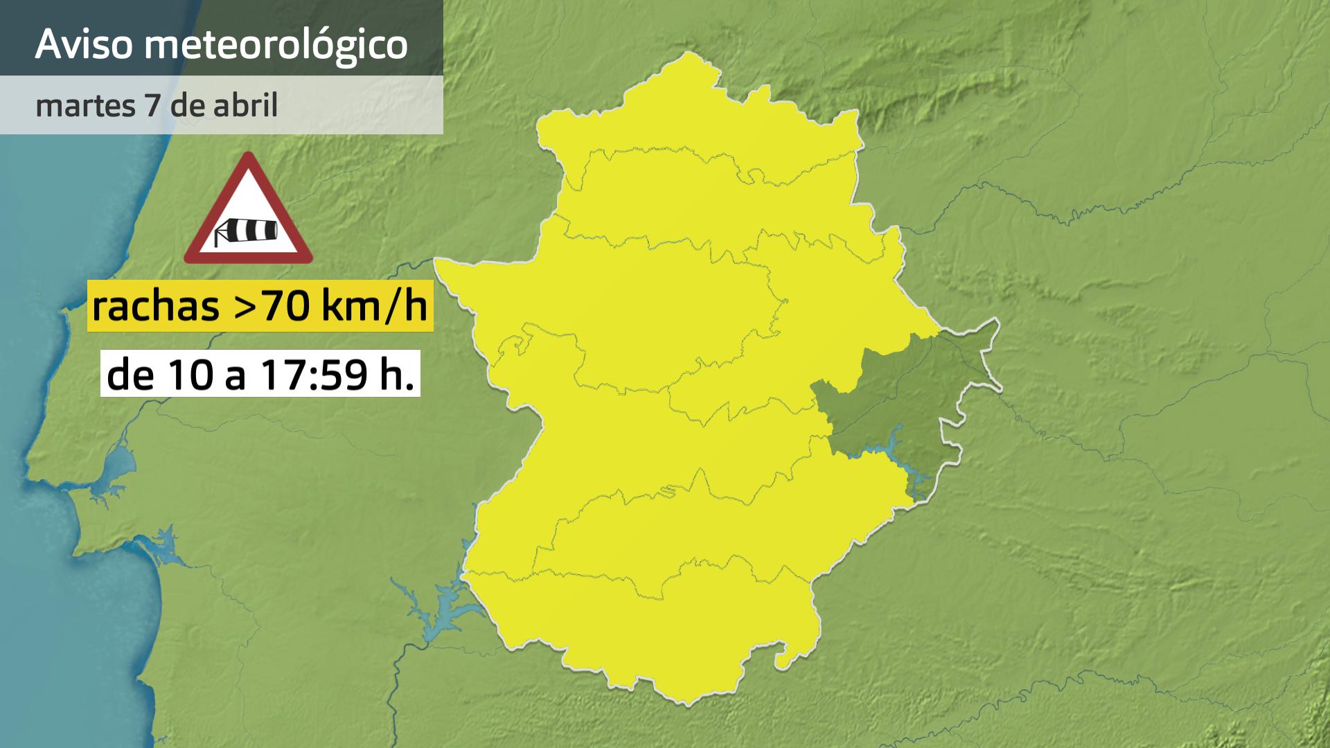 Avisos meteorológicos (Aemet) para hoy martes 7 de abril