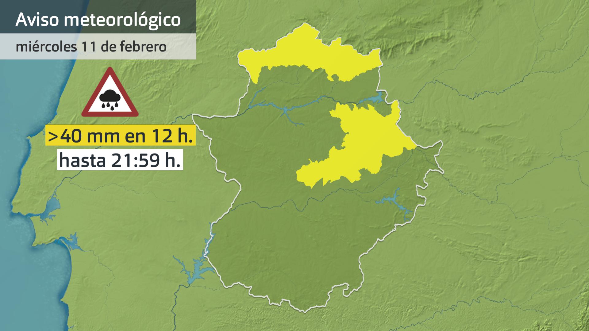 Avisos meteorológicos (Aemet) para hoy miércoles 11 de febrero