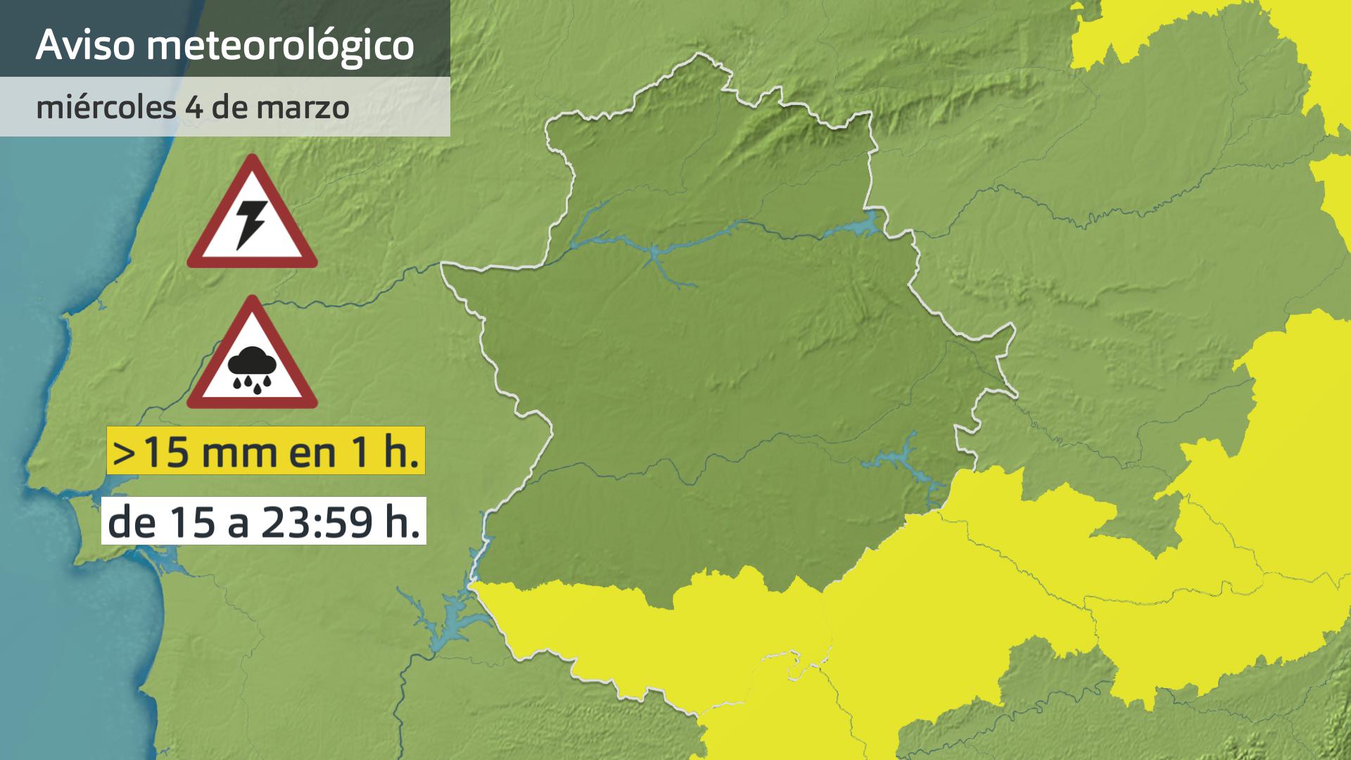 Avisos meteorológicos (Aemet) para hoy miércoles 4 de marzo