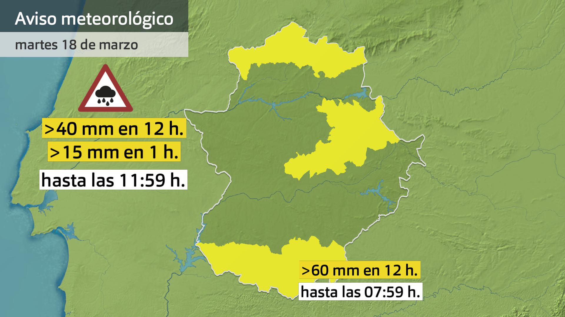 Avisos meteorológicos (Aemet) para hoy martes 18 de marzo