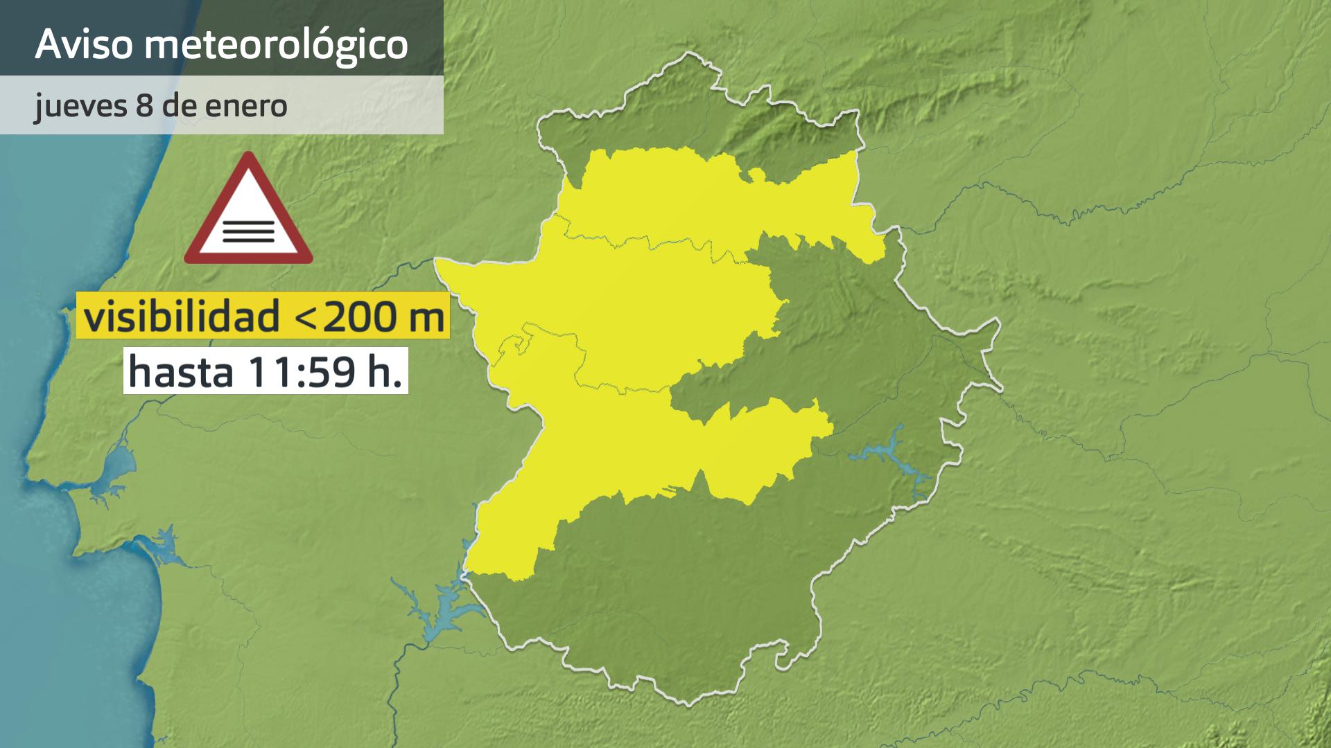 Avisos meteorológicos (Aemet) para hoy jueves 8 de enero