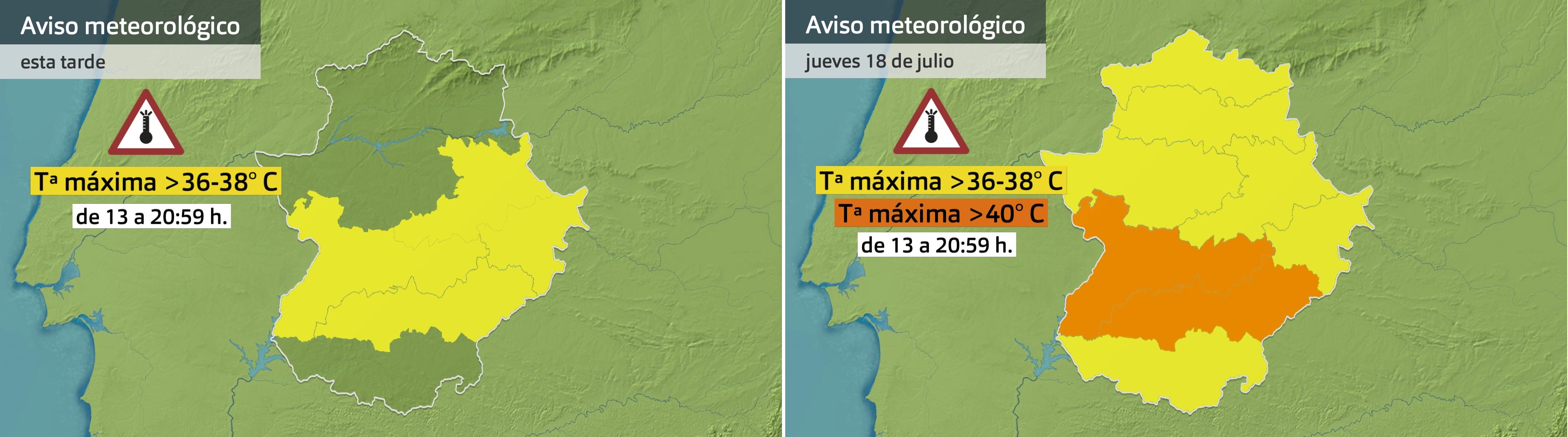 Avisos meteorológicos (Aemet) por altas temperaturas para esta arde y mañana