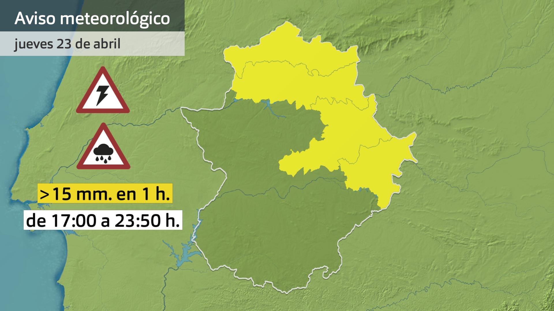 Avisos meteorológicos para el 23 de abril