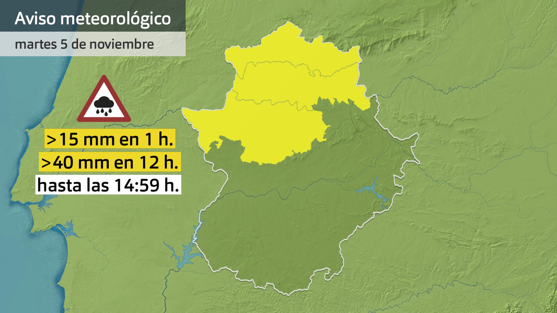 Aviso meteorológico (Aemet) para hoy martes 5 de noviembre