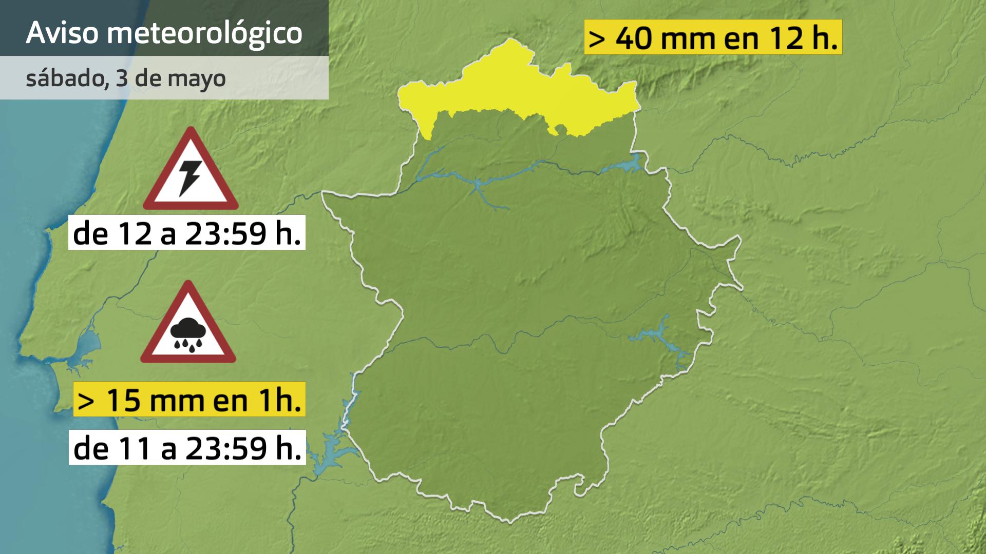 Avisos meteorológicos para el 3 de mayo