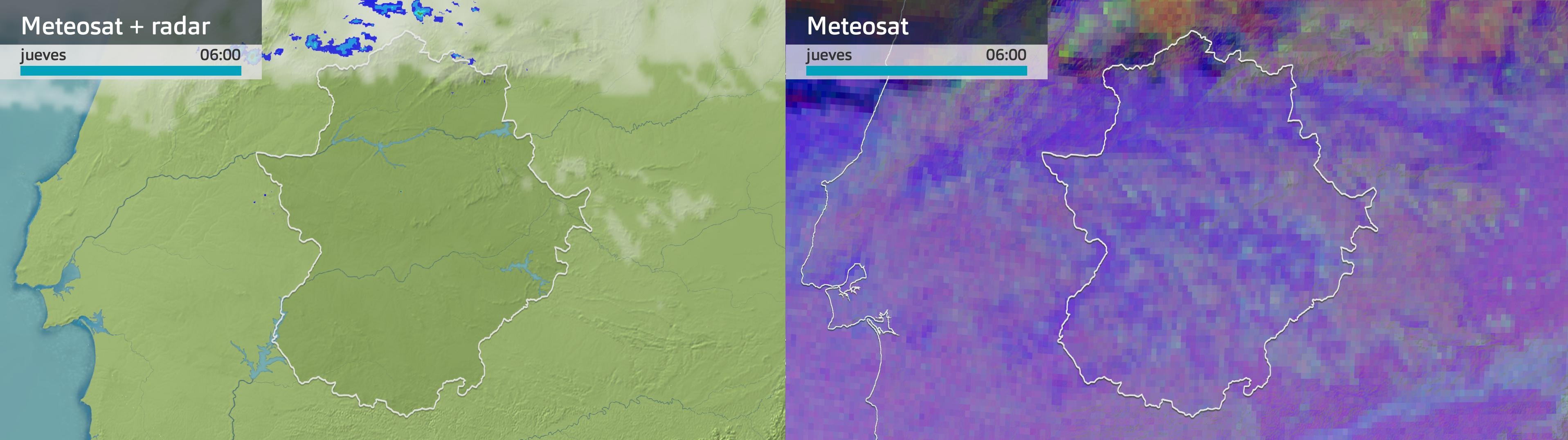 Imagenes del Meteosat + radar meteorológico jueves 23 de octubre 6 h.