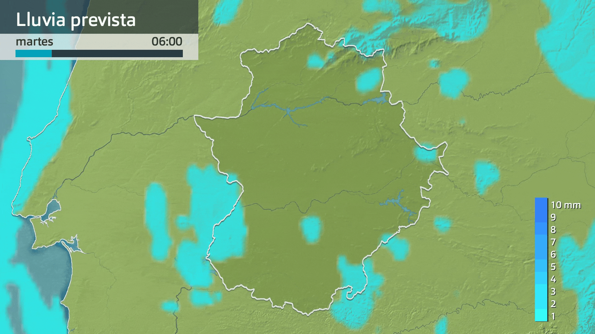 Lluvia prevista para hoy martes 10 de marzo